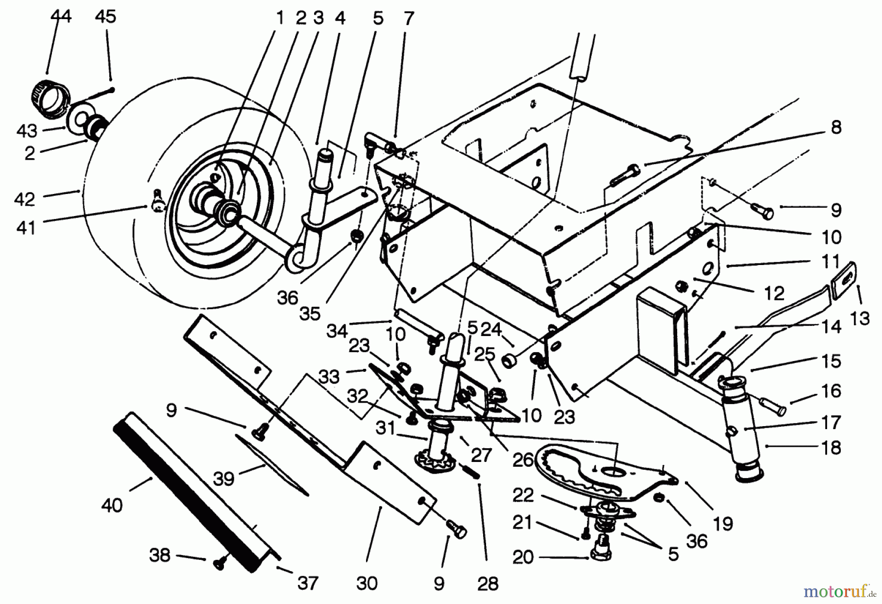 Toro Neu Mowers, Rear-Engine Rider 56185 (8-32) - Toro 8-32 Rear Engine Rider, 1992 (2000001-2999999) FRONT AXLE ASSEMBLY