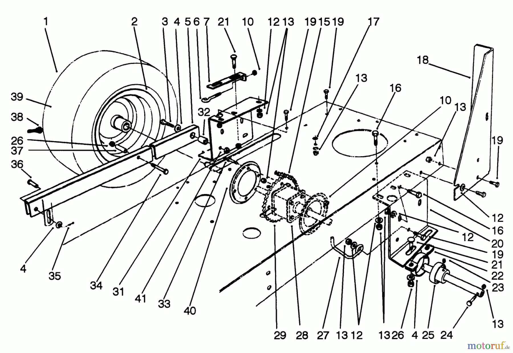  Toro Neu Mowers, Rear-Engine Rider 56190 (10-32) - Toro 10-32 Recycler Rider, 1992 (2000001-2999999) REAR AXLE ASSEMBLY