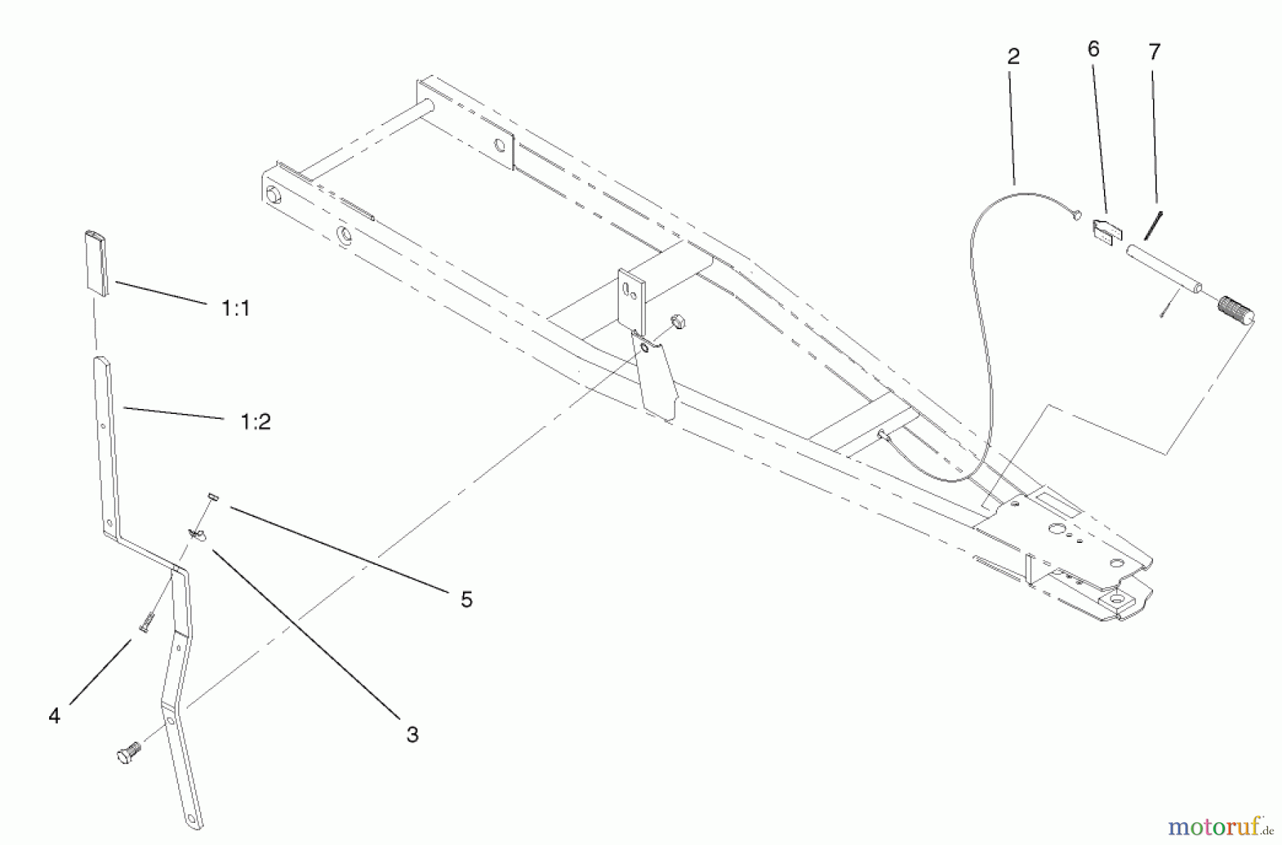 Toro Neu Accessories, Snow 105-1502 - Toro Adapter Kit, 2001 and Earlier Snow/Dozer Blade to 2002 and Later GT Classic Garden Tractors INDEX LEVER AND CABLE ASSEMBLY