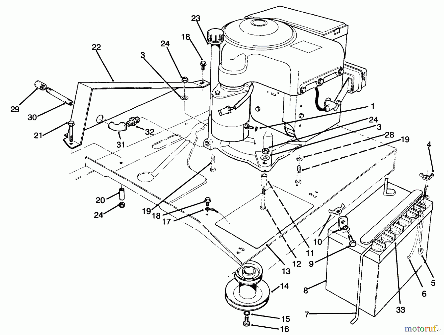 Toro Neu Mowers, Rear-Engine Rider 70040 (8-25) - Toro 8-25 Rear Engine Rider, 1994 (49000001-49999999) ENGINE ASSEMBLY