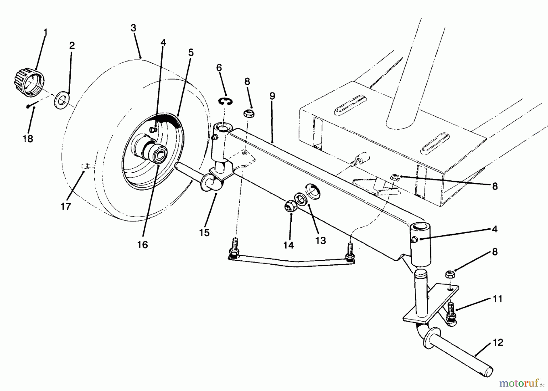  Toro Neu Mowers, Rear-Engine Rider 70040 (8-25) - Toro 8-25 Rear Engine Rider, 1994 (49000001-49999999) FRONT AXLE ASSEMBLY
