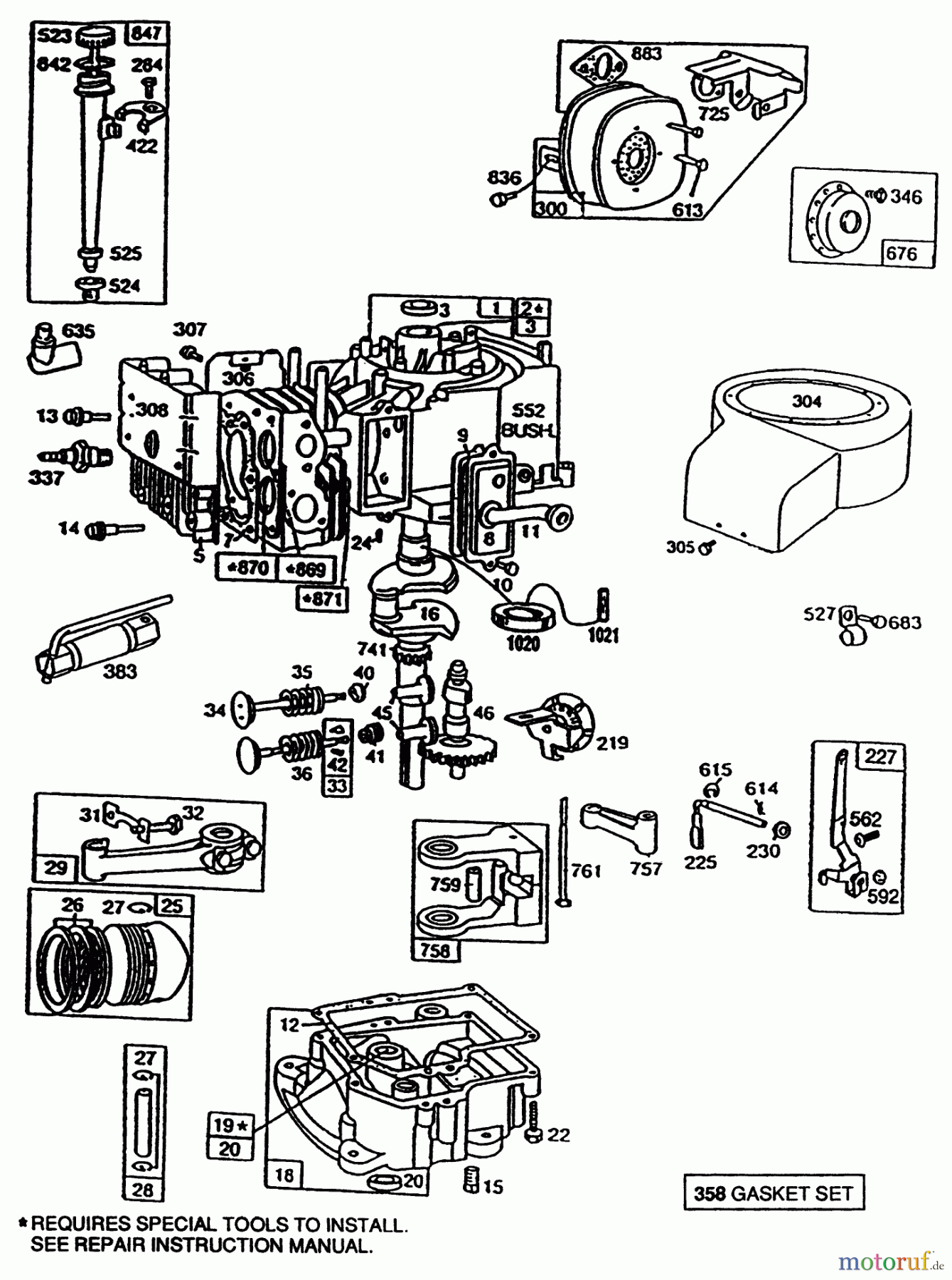 Toro Neu Mowers, Rear-Engine Rider 70040 (8-25) - Toro 8-25 Rear Engine Rider, 1997 (7900001-7900578) BRIGGS & STRATTON MODEL NO. 195707-0121-01 #1