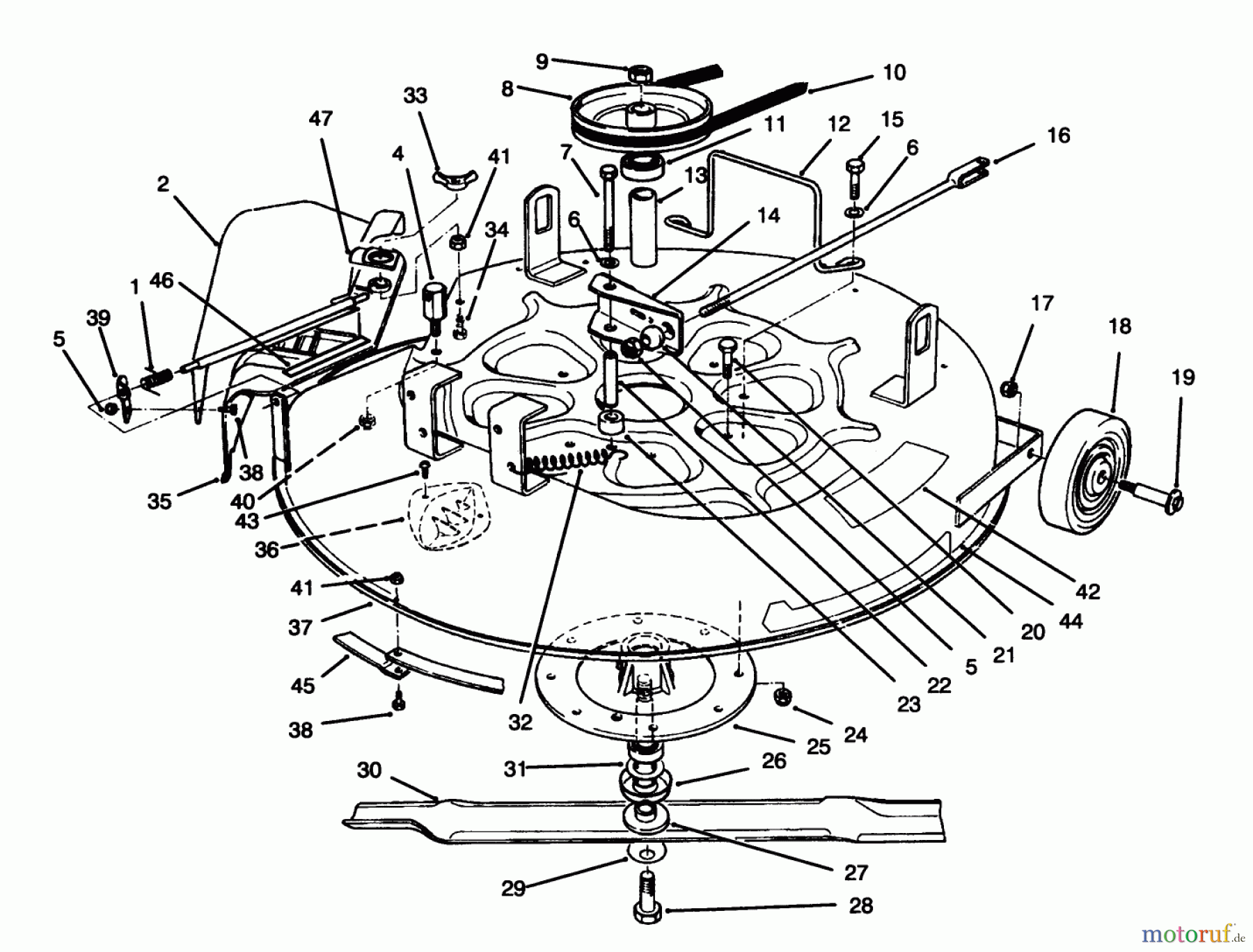 Toro Neu Mowers, Rear-Engine Rider 70040 (8-25) - Toro 8-25 Rear Engine Rider, 1997 (7900001-7900578) CUTTING UNIT ASSEMBLY