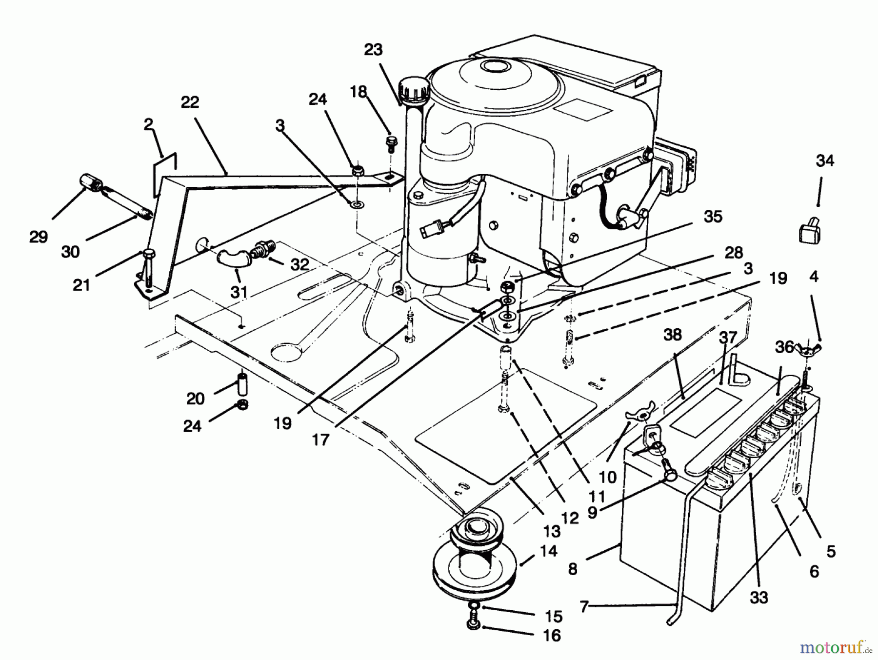 Toro Neu Mowers, Rear-Engine Rider 70040 (8-25) - Toro 8-25 Rear Engine Rider, 1996 (6900001-6999999) ENGINE ASSEMBLY