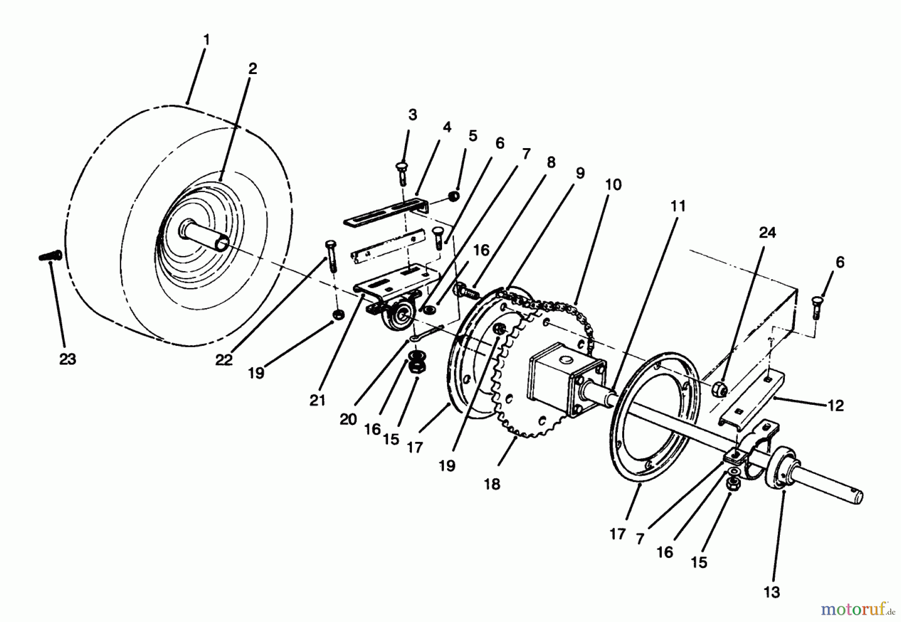 Toro Neu Mowers, Rear-Engine Rider 70040 (8-25) - Toro 8-25 Rear Engine Rider, 1997 (7900001-7900578) REAR AXLE ASSEMBLY