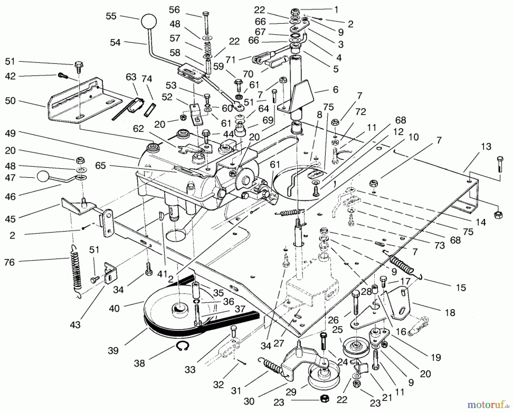Toro Neu Mowers, Rear-Engine Rider 70040 (8-25) - Toro 8-25 Rear Engine Rider, 1997 (7900579-7999999) TRANSMISSION & LINKAGE ASSEMBLY