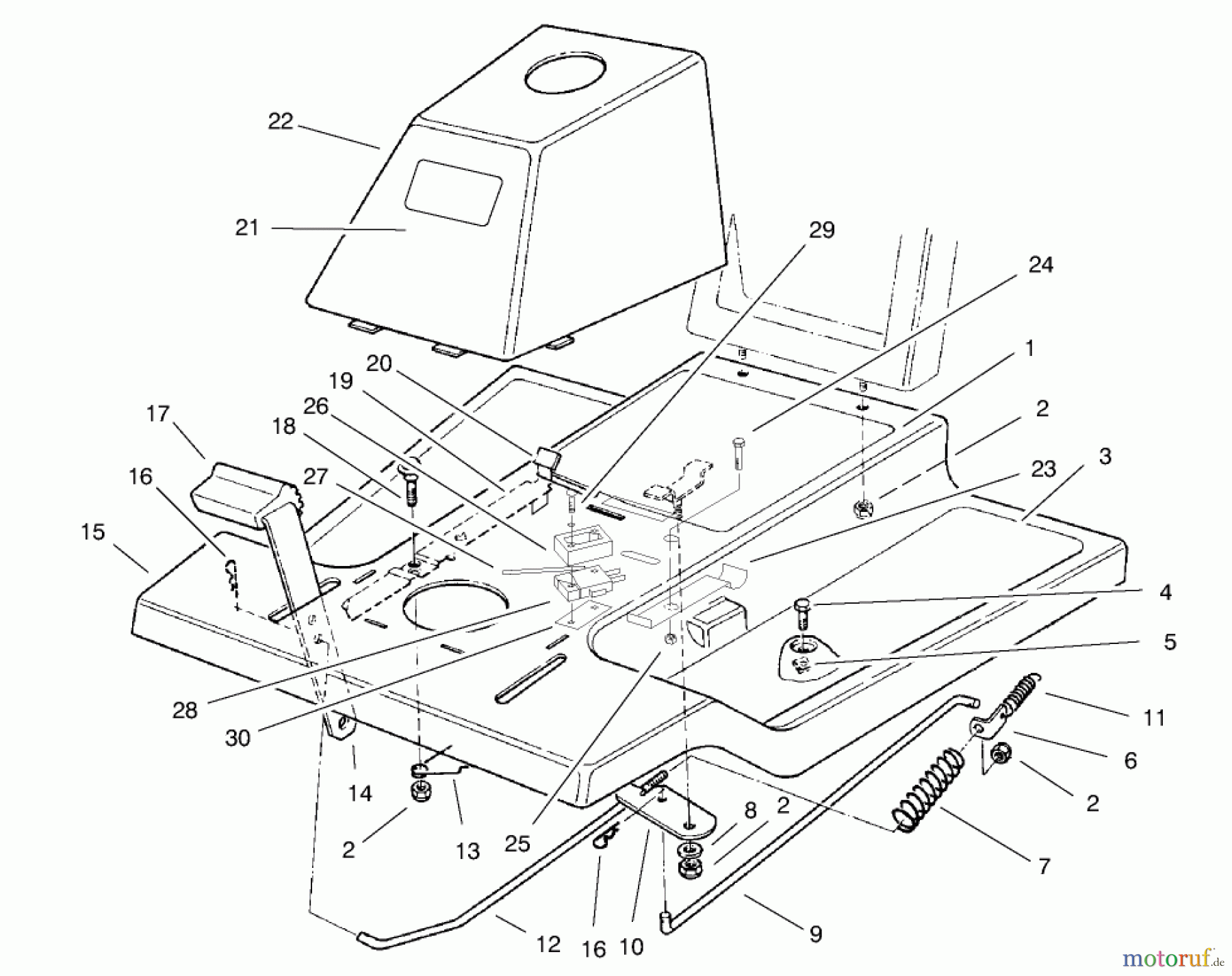 Toro Neu Mowers, Rear-Engine Rider 70041 (8-25) - Toro 8-25 Rear Engine Rider, 1998 (8900001-8999999) FRONT BODY ASSEMBLY