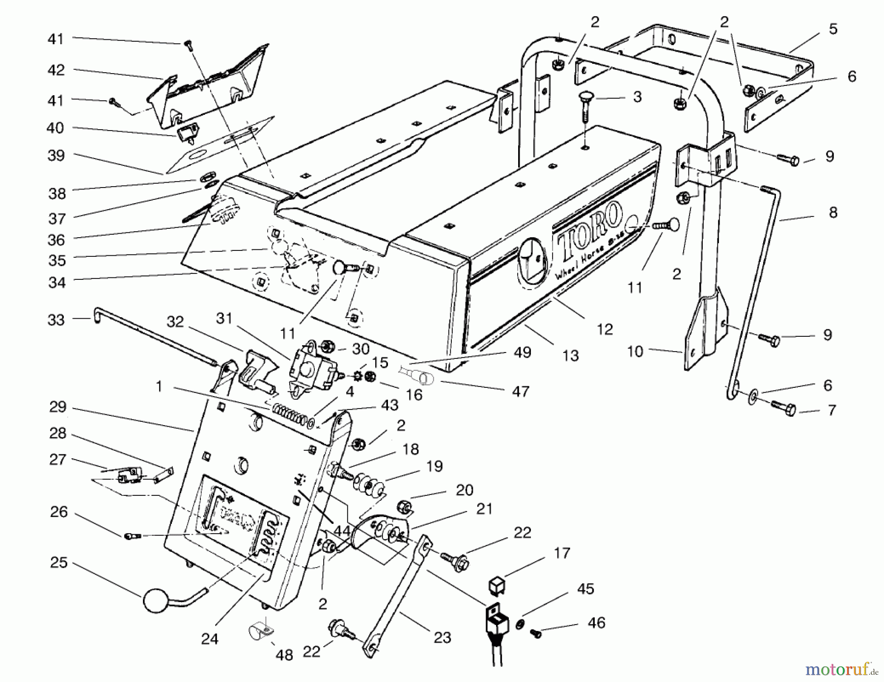  Toro Neu Mowers, Rear-Engine Rider 70041 (8-25) - Toro 8-25 Rear Engine Rider, 1998 (8900001-8999999) REAR BODY ASSEMBLY