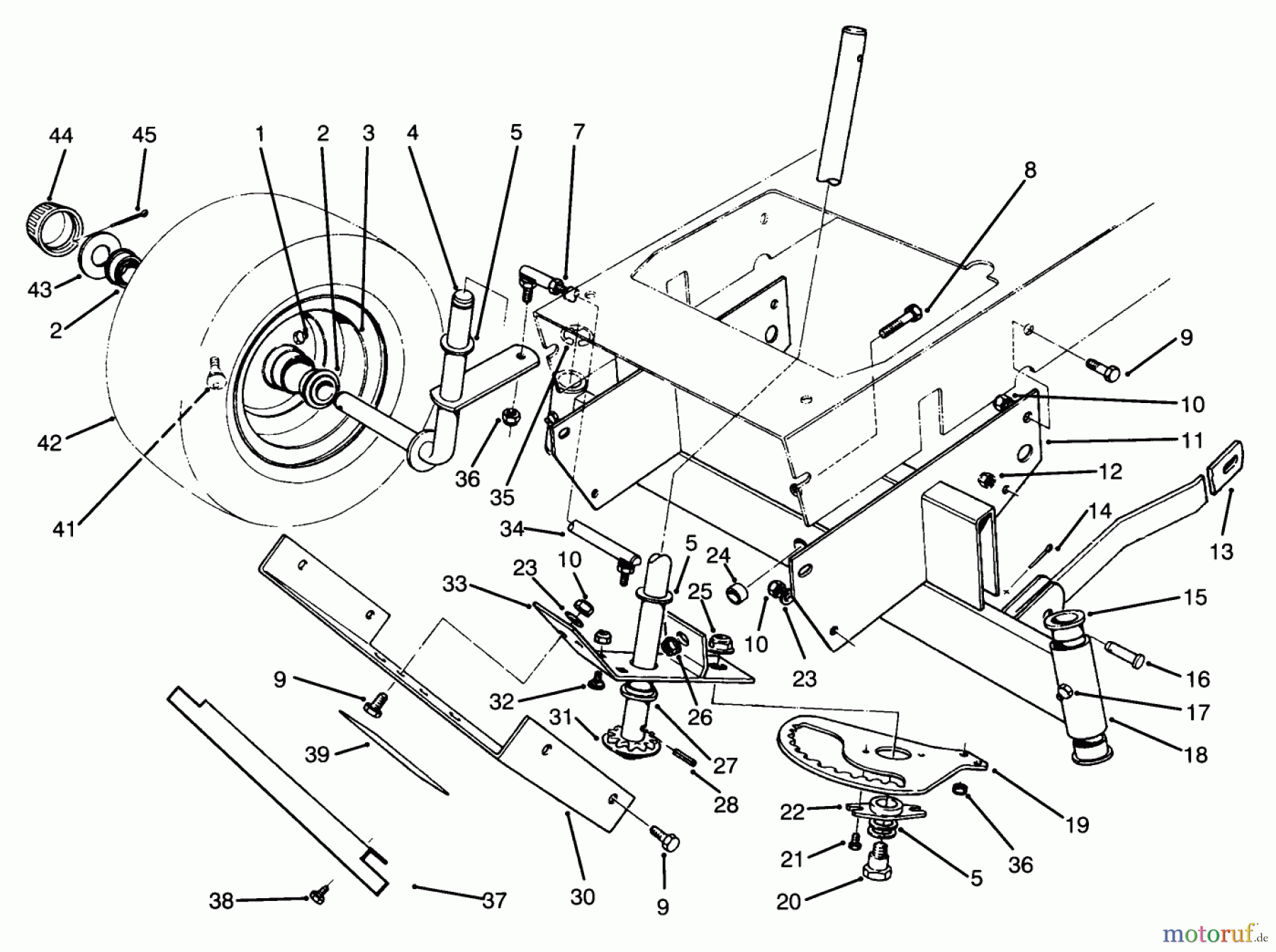 Toro Neu Mowers, Rear-Engine Rider 70080 (10-32) - Toro 10-32 Recycler Rider, 1993 (3900001-3999999) FRONT AXLE ASSEMBLY