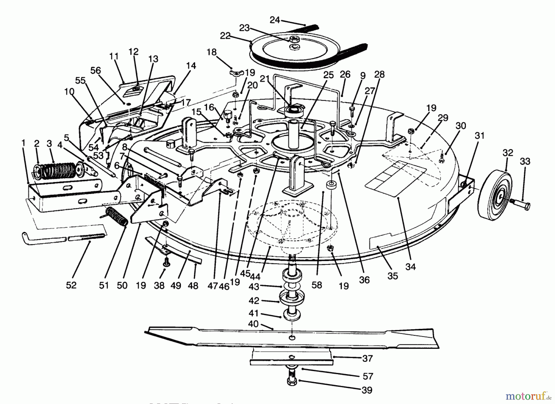 Toro Neu Mowers, Rear-Engine Rider 70080 (10-32) - Toro 10-32 Recycler Rider, 1993 (3900001-3999999) MOWER ASSEMBLY-RECYCLER