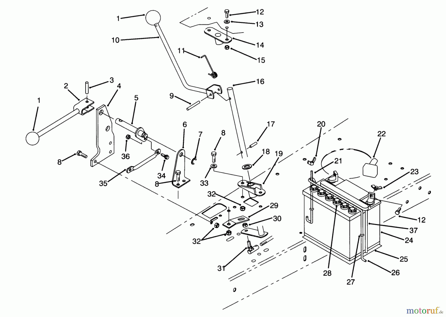 Toro Neu Mowers, Rear-Engine Rider 70140 (12-32) - Toro 12-32 Rear Engine Rider, 1993 (3900001-3999999) TRANSMISSION LINKAGE ASSEMBLY