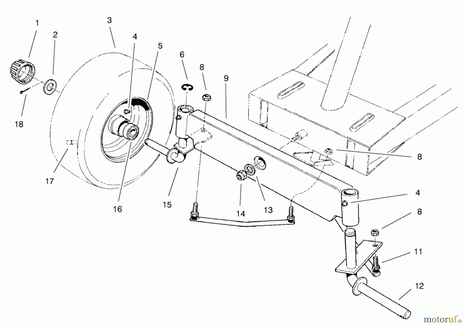 Toro Neu Mowers, Rear-Engine Rider 70044 (8-25) - Toro 8-25 Rear Engine Rider, 2000 (000000001-000999999) FRONT AXLE ASSEMBLY