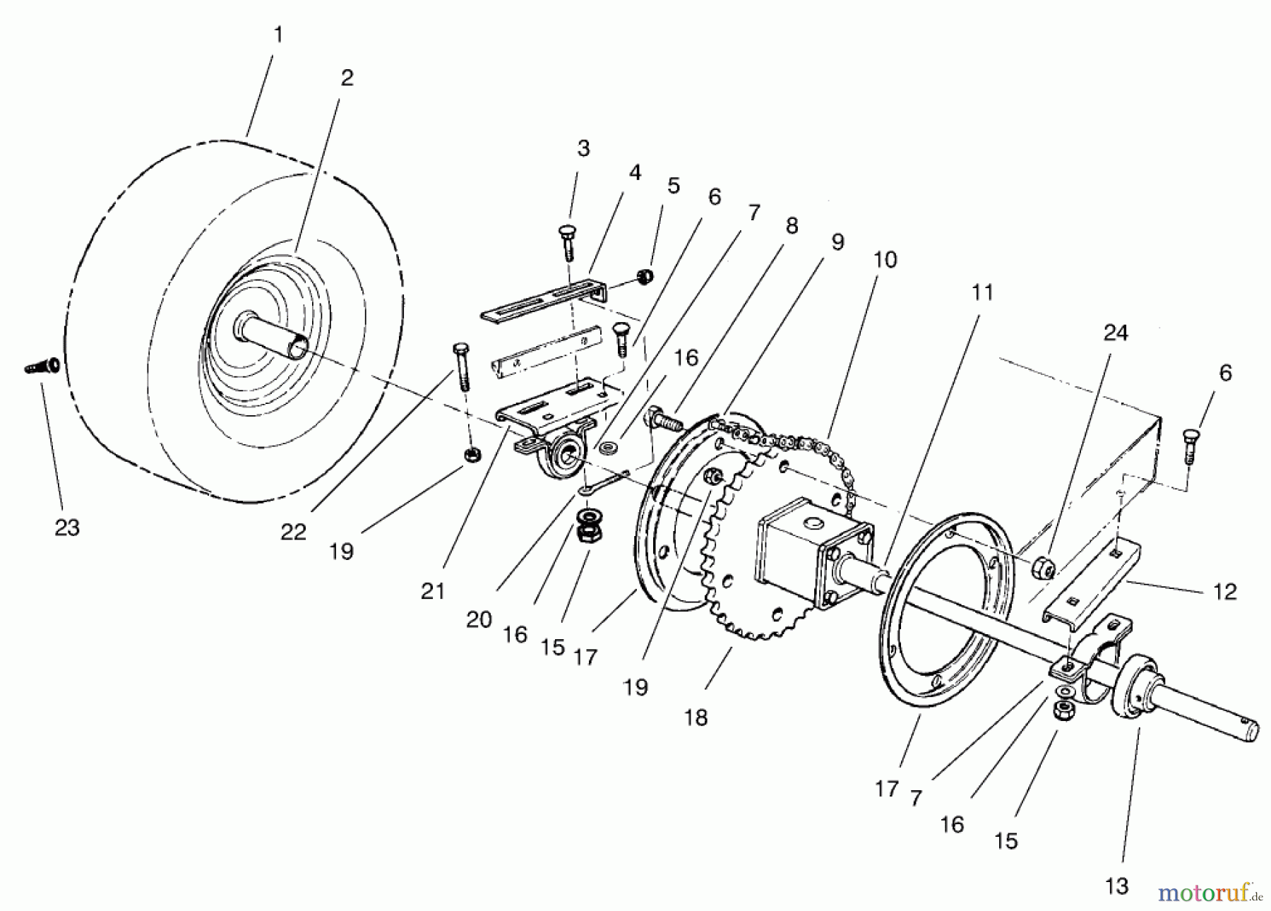 Toro Neu Mowers, Rear-Engine Rider 70044 (8-25) - Toro 8-25 Rear Engine Rider, 2000 (000000001-000999999) REAR AXLE ASSEMBLY