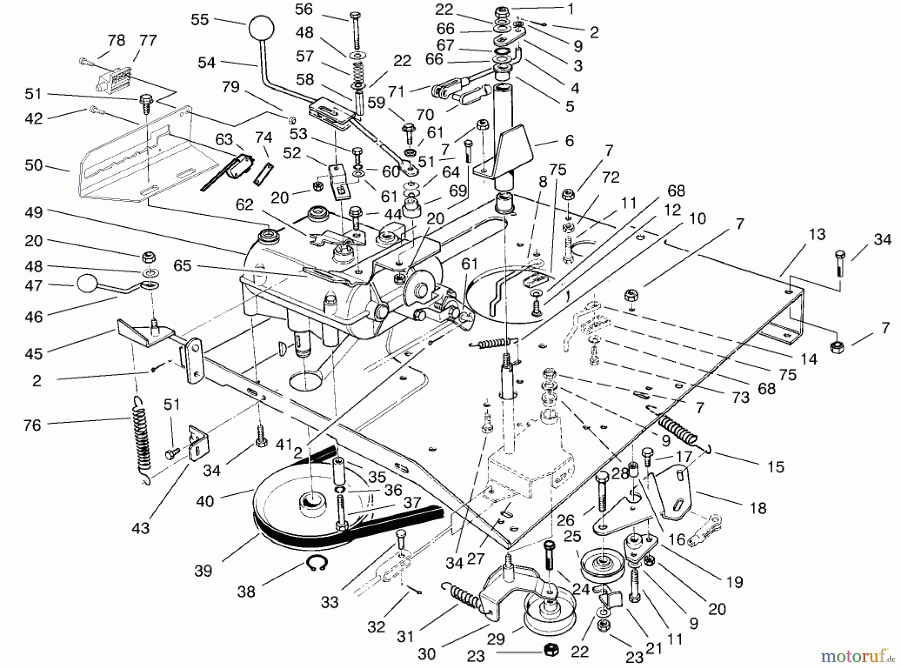 Toro Neu Mowers, Rear-Engine Rider 70044 (8-25) - Toro 8-25 Rear Engine Rider, 2002 (220000001-220999999) TRANSMISSION & LINKAGE ASSEMBLY