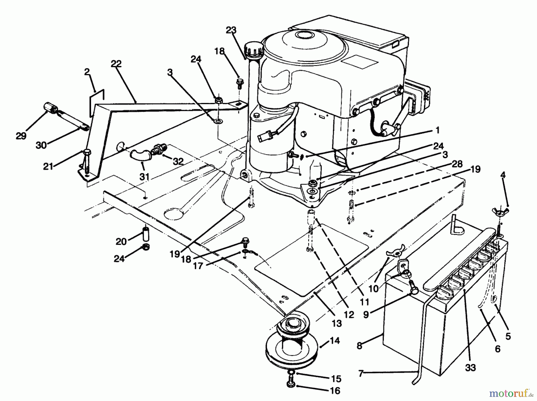  Toro Neu Mowers, Rear-Engine Rider 70060 (8-25) - Toro 8-25 Rear Engine Rider, 1993 (39000001-39999999) ENGINE ASSEMBLY
