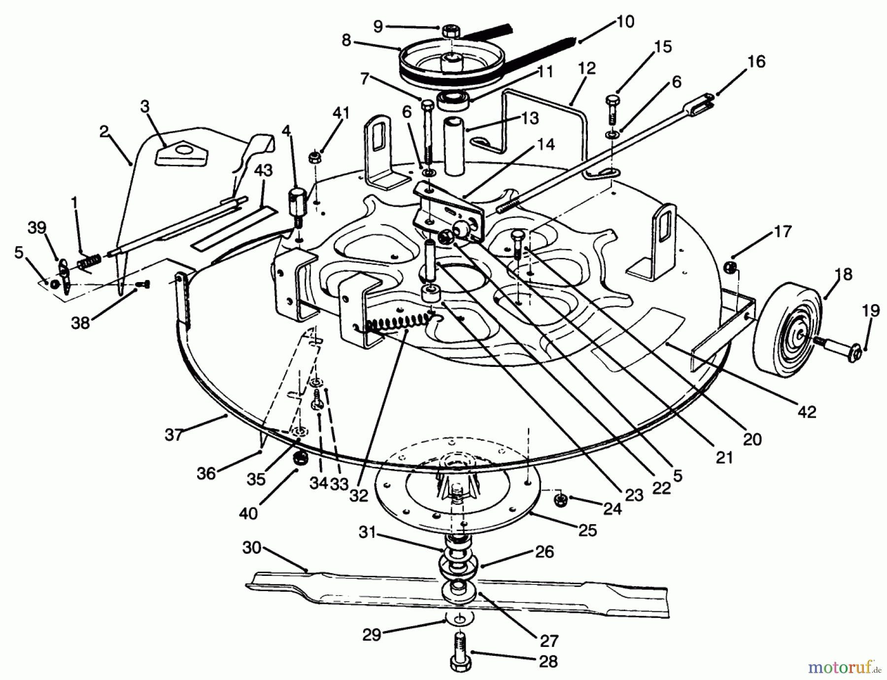  Toro Neu Mowers, Rear-Engine Rider 70060 (8-25) - Toro 8-25 Rear Engine Rider, 1994 (49000001-49999999) CUTTING UNIT ASSEMBLY