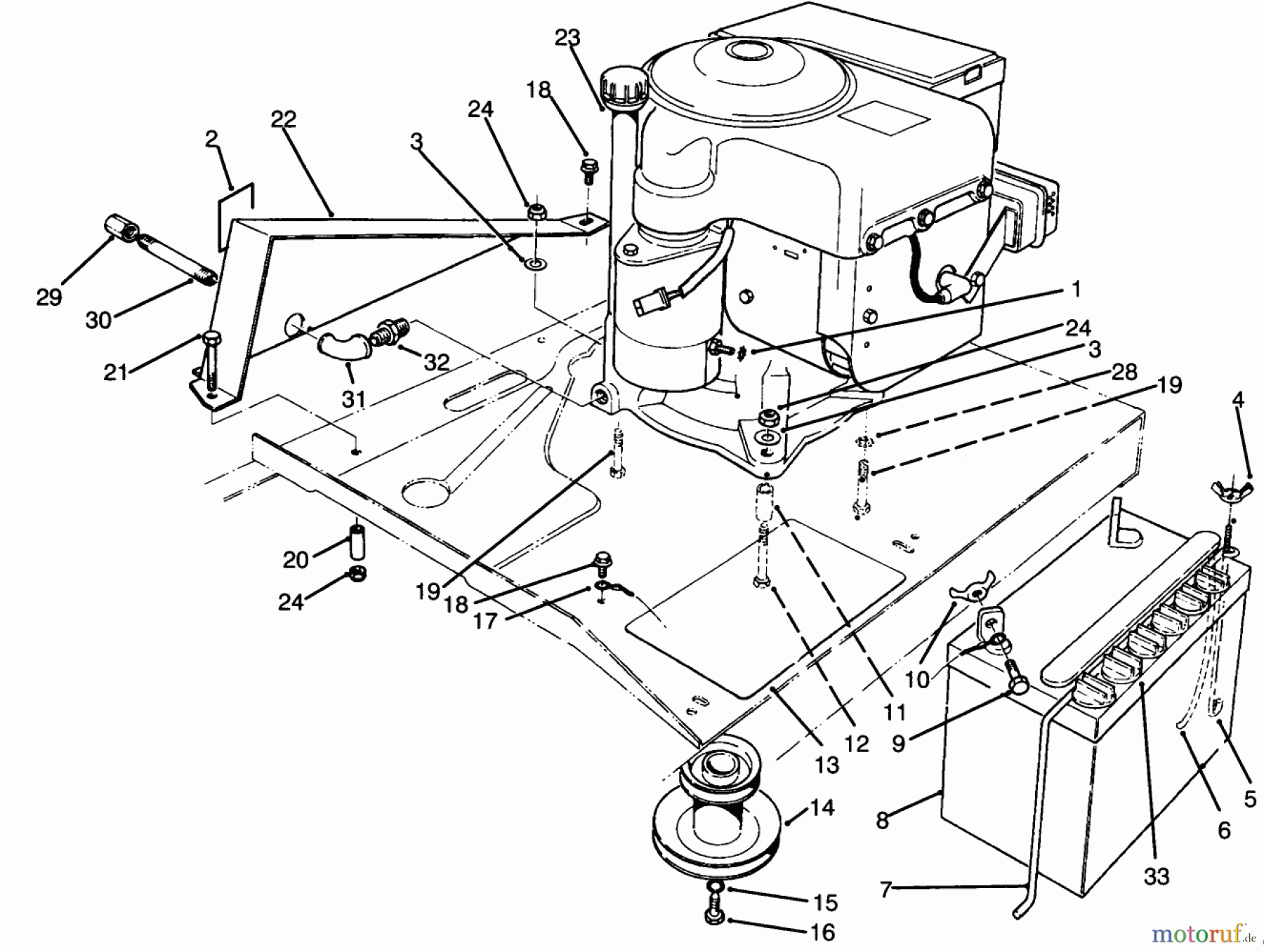 Toro Neu Mowers, Rear-Engine Rider 70060 (8-25) - Toro 8-25 Rear Engine Rider, 1994 (49000001-49999999) ENGINE ASSEMBLY