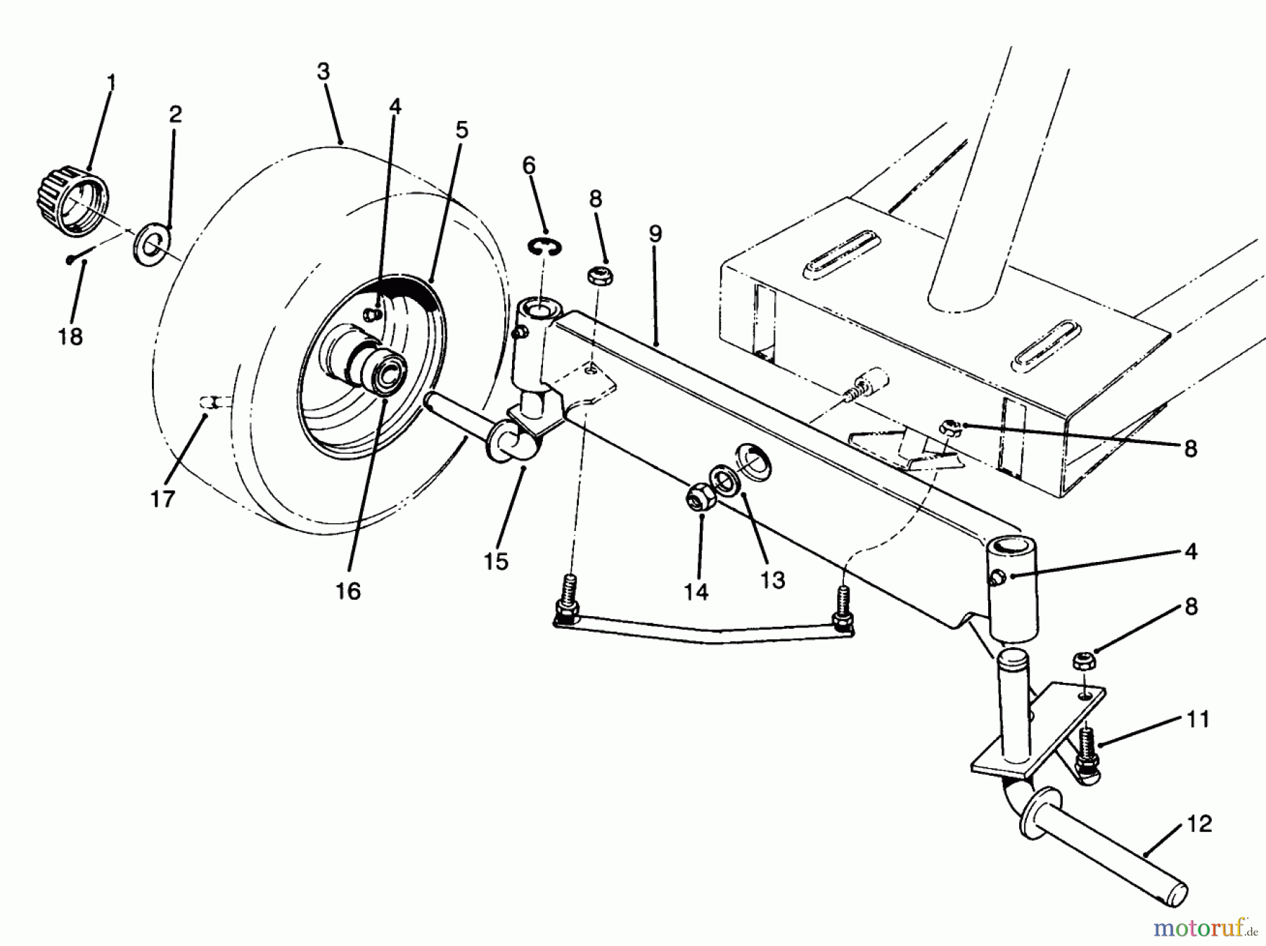  Toro Neu Mowers, Rear-Engine Rider 70060 (8-25) - Toro 8-25 Rear Engine Rider, 1994 (49000001-49999999) FRONT AXLE ASSEMBLY