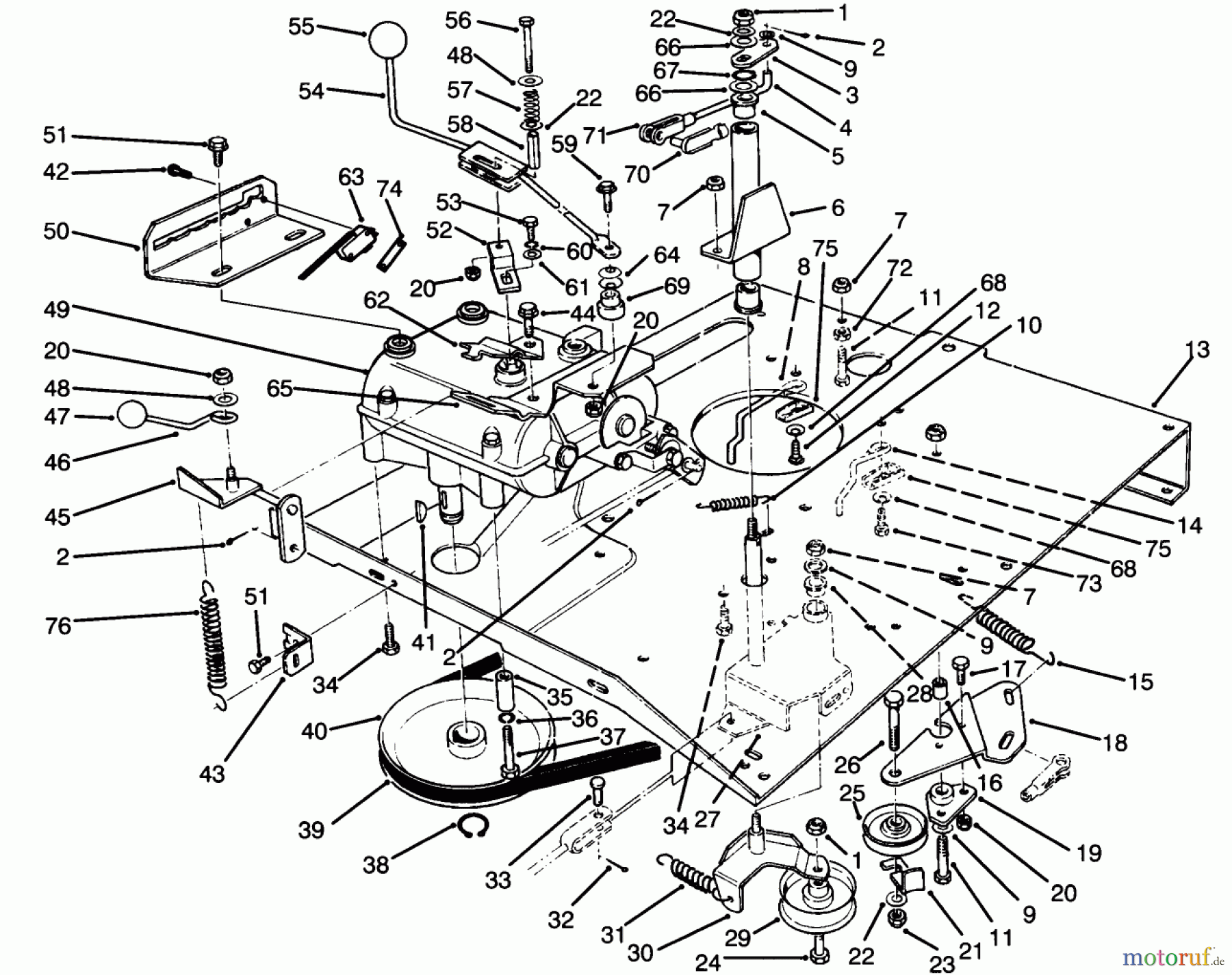 Toro Neu Mowers, Rear-Engine Rider 70060 (8-25) - Toro 8-25 Rear Engine Rider, 1994 (49000001-49999999) TRANSMISSION & LINKAGE ASSEMBLY