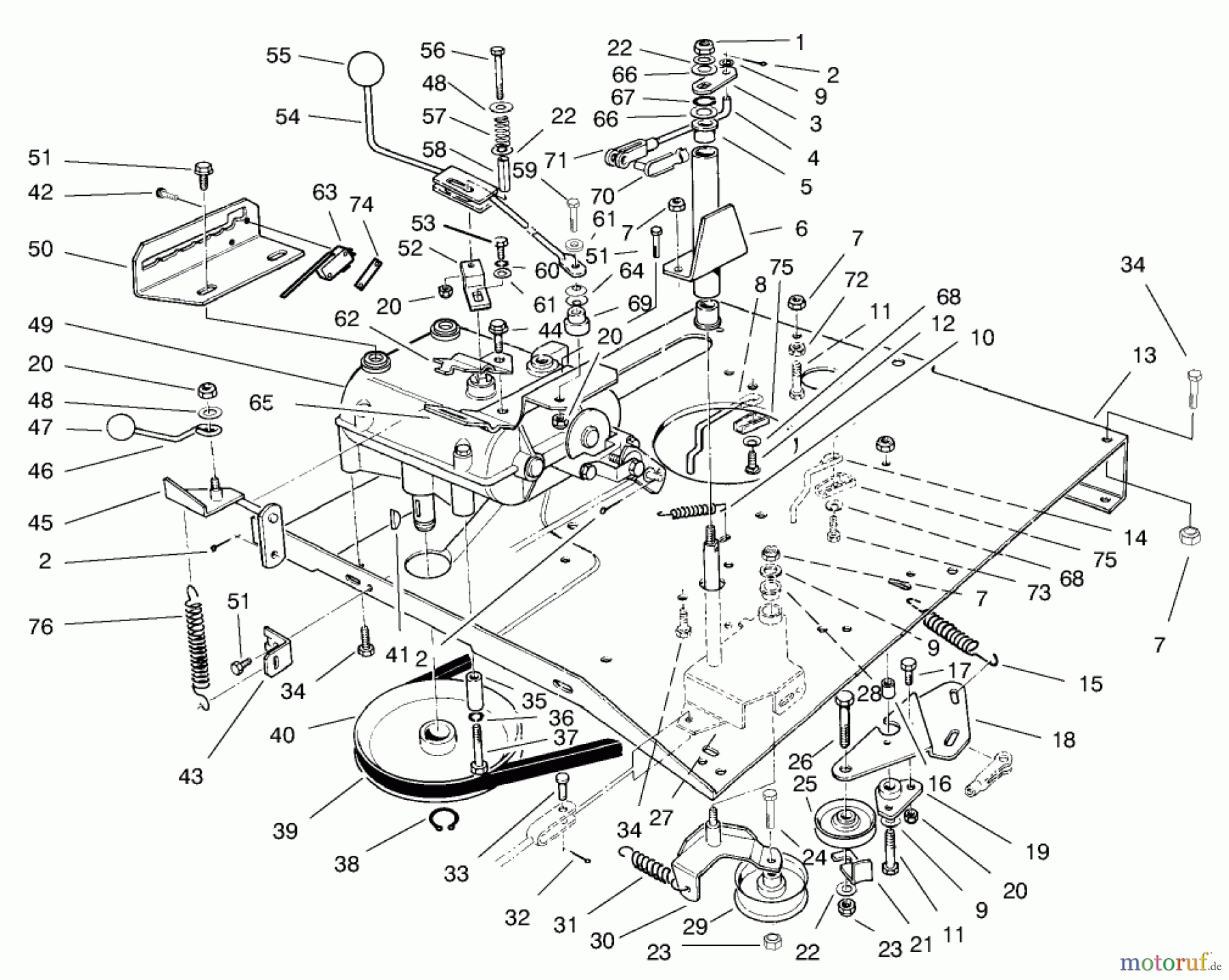 Toro Neu Mowers, Rear-Engine Rider 70060 (8-25) - Toro 8-25 Rear Engine Rider, 1997 (79000001-79999999) TRANSMISSION & LINKAGE ASSEMBLY