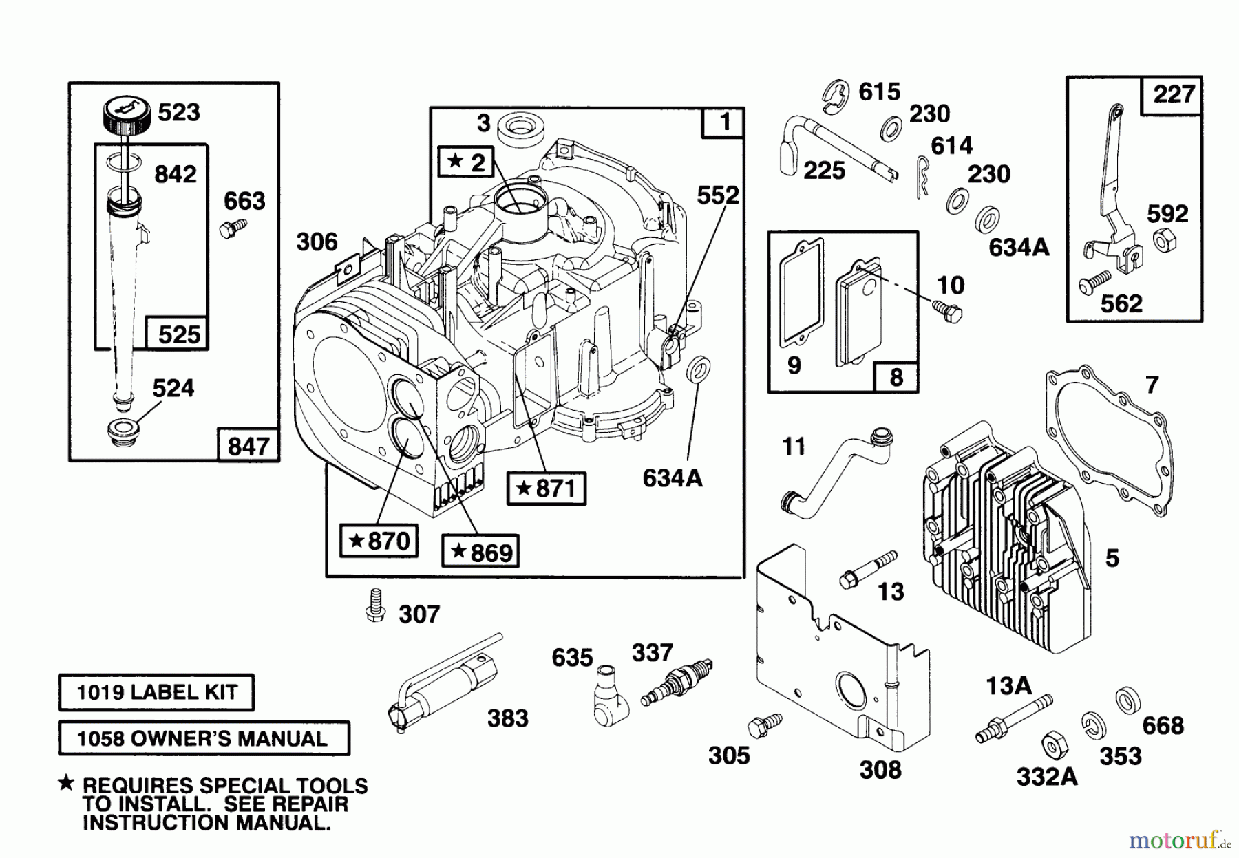 Toro Neu Mowers, Rear-Engine Rider 70080 (10-32) - Toro 10-32 Recycler Rider, 1995 (5900001-5999999) ENGINE BRIGGS & STRATTON MODEL 28B707-0126-01 #1