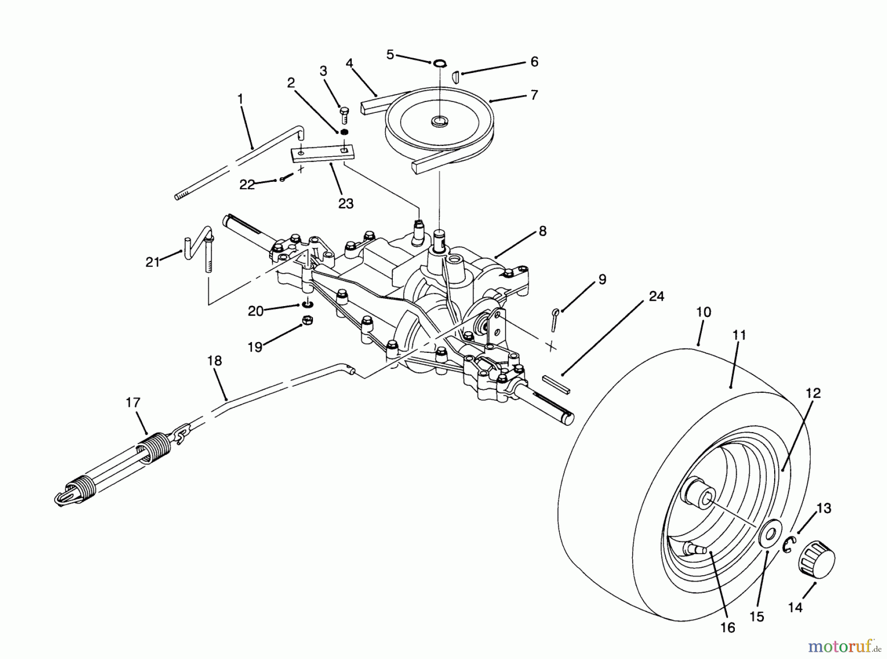  Toro Neu Mowers, Rear-Engine Rider 70080 (10-32) - Toro 10-32 Recycler Rider, 1995 (5900001-5999999) REAR AXLE ASSEMBLY