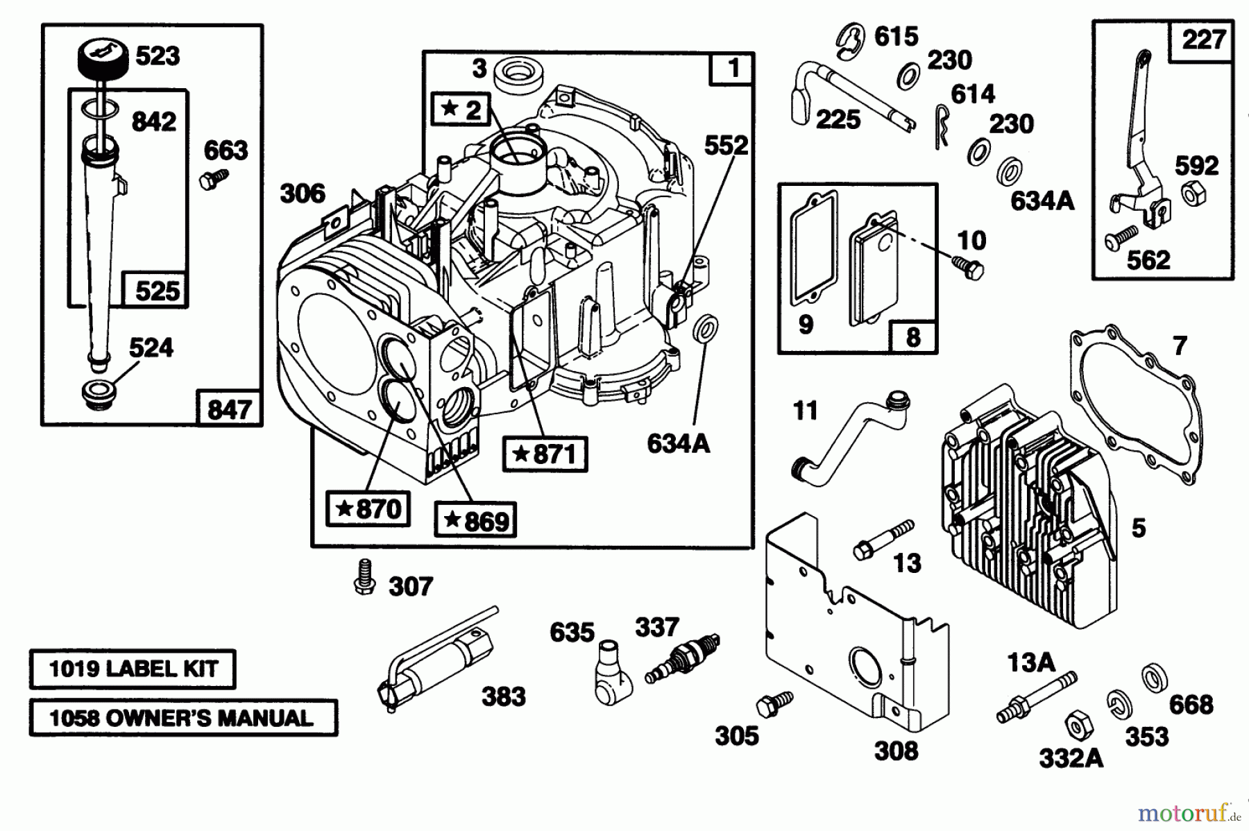 Toro Neu Mowers, Rear-Engine Rider 70080 (10-32) - Toro 10-32 Recycler Rider, 1996 (6900001-6999999) ENGINE BRIGGS & STRATTON MODEL 28B707-0126-01 #1