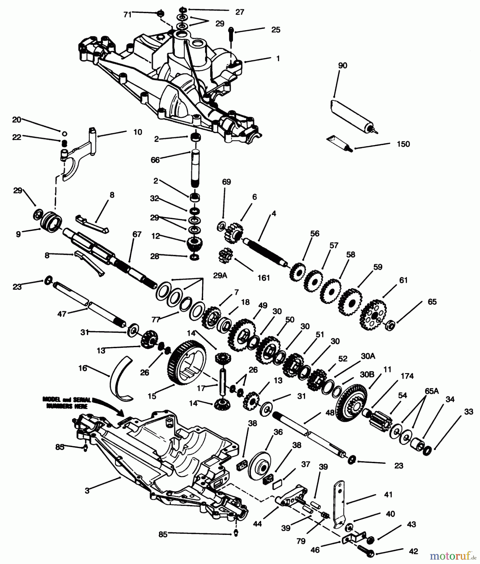Toro Neu Mowers, Rear-Engine Rider 70080 (10-32) - Toro 10-32 Recycler Rider, 1996 (6900001-6999999) PEERLESS TRANSAXLE MODEL NO. 915-019