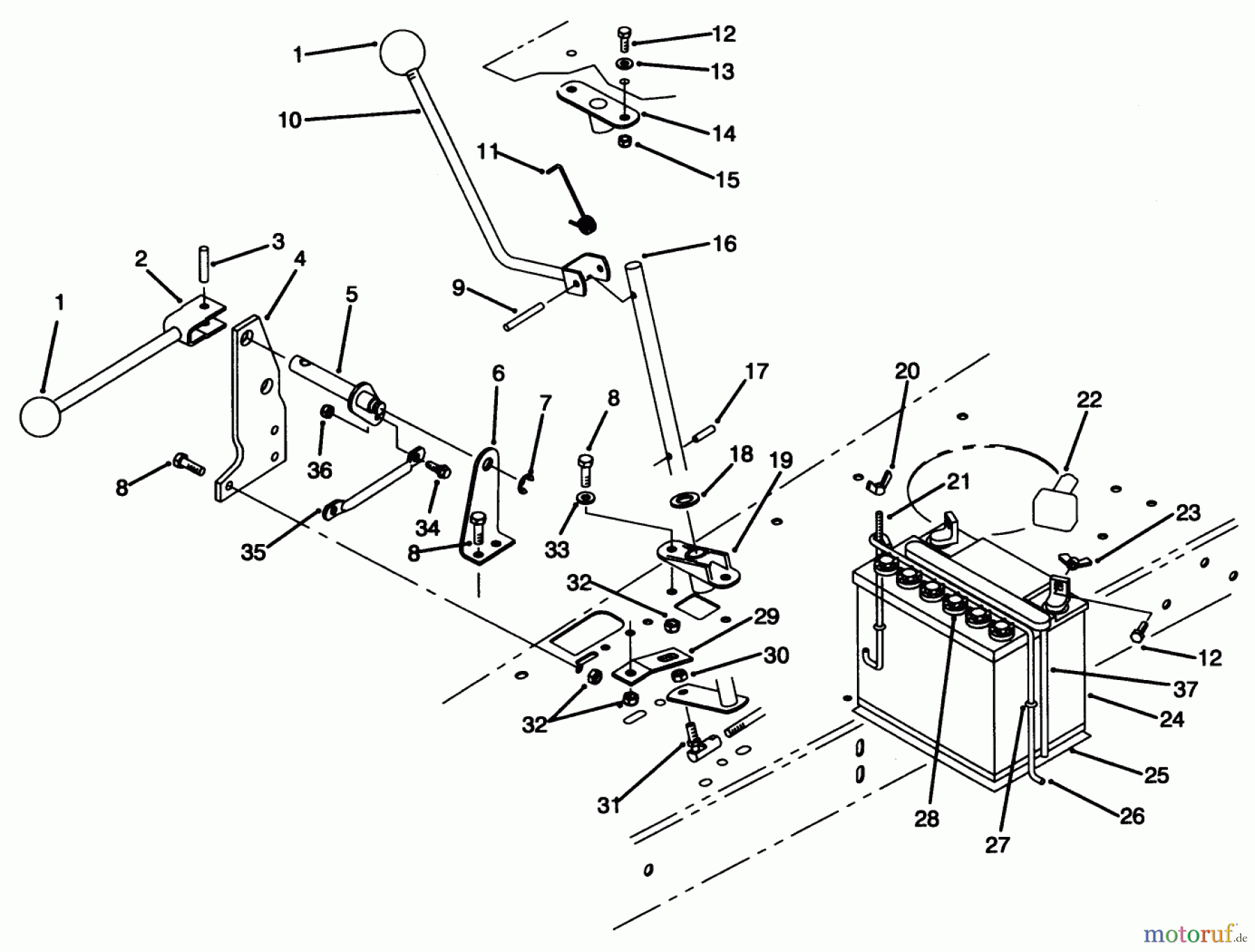 Toro Neu Mowers, Rear-Engine Rider 70120 (12-32) - Toro 12-32 Recycler Rider, 1996 (6900001-6999999) TRANSMISSION LINKAGE ASSEMBLY