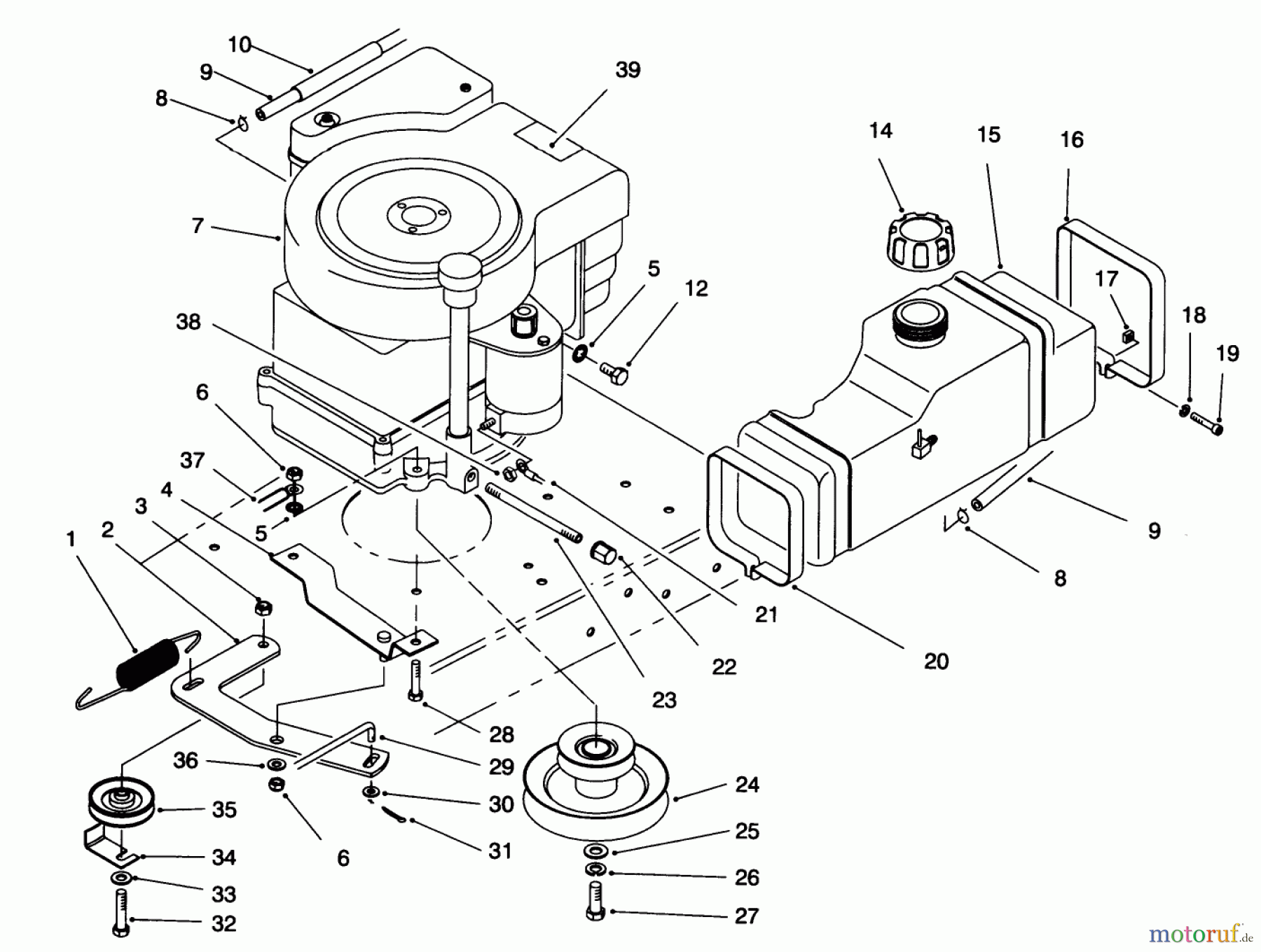  Toro Neu Mowers, Rear-Engine Rider 70081 (11-32) - Toro 11-32 Rear Engine Rider, 1997 (7900001-7999999) ENGINE ASSEMBLY