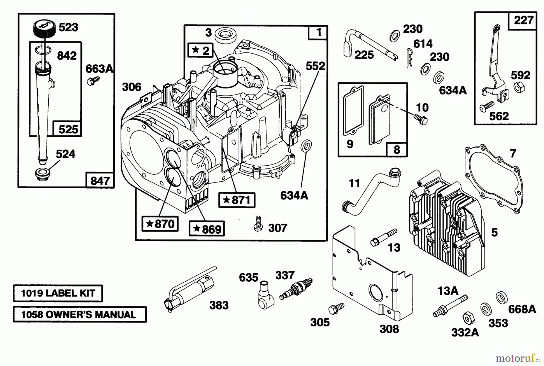 Toro Neu Mowers, Rear-Engine Rider 70081 (11-32) - Toro 11-32 Rear Engine Rider, 1997 (7900001-7999999) ENGINE BRIGGS & STRATTON MODEL 28D707-0124-01 #1