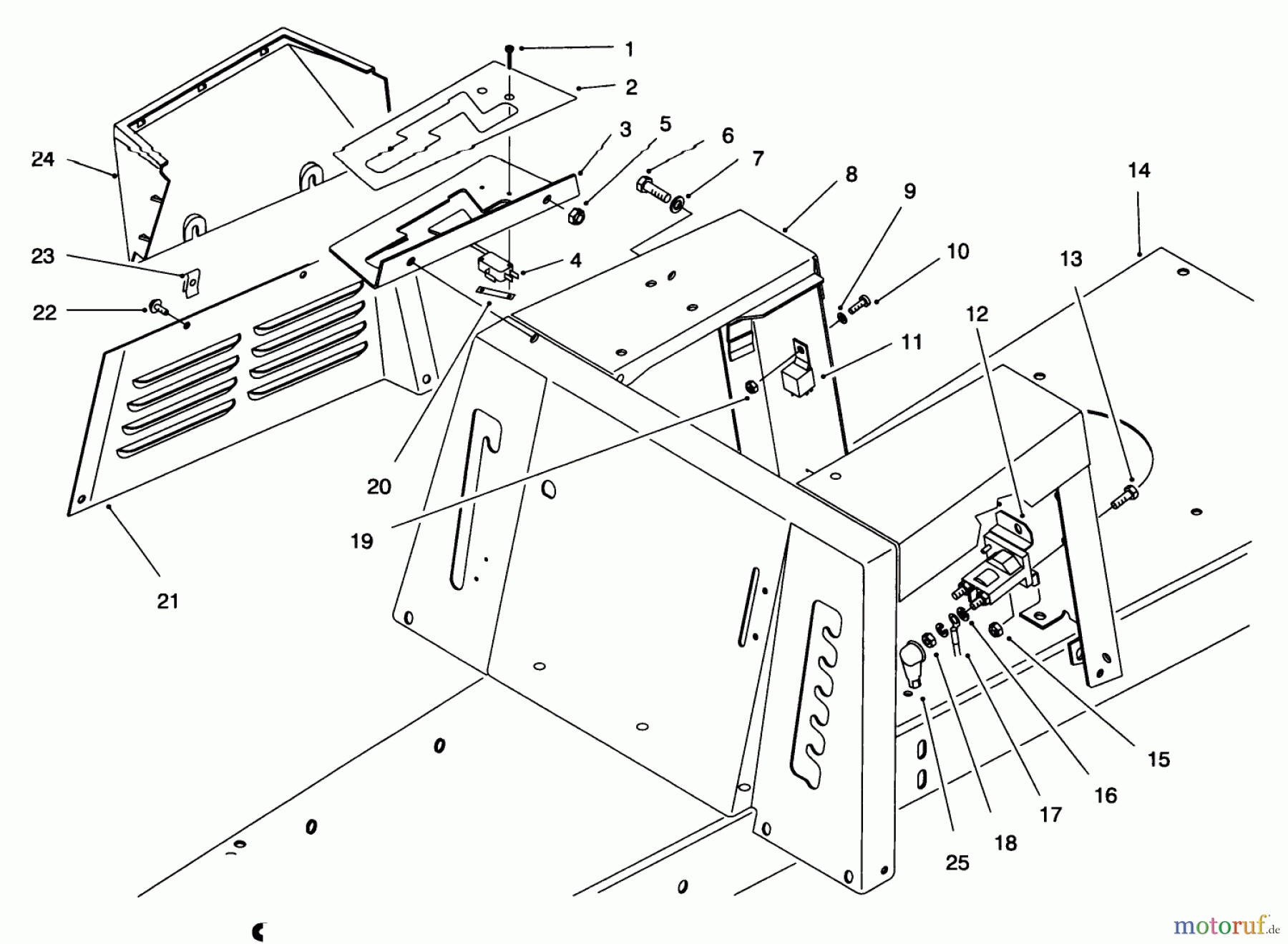 Toro Neu Mowers, Rear-Engine Rider 70081 (11-32) - Toro 11-32 Rear Engine Rider, 1997 (7900001-7999999) SEAT BODY & SIDE PANEL ASSEMBLY