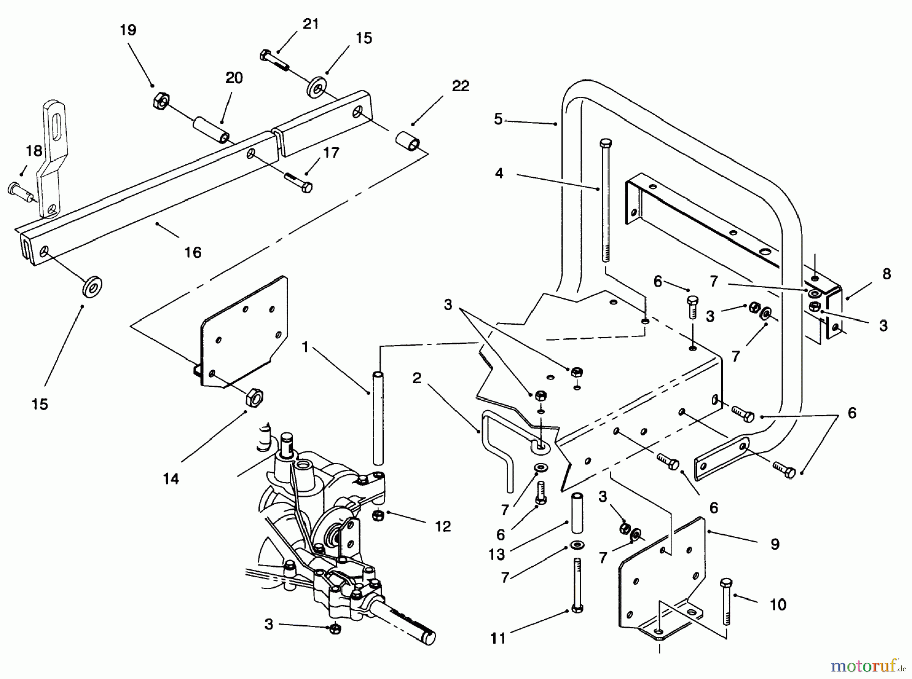  Toro Neu Mowers, Rear-Engine Rider 70081 (11-32) - Toro 11-32 Rear Engine Rider, 1996 (6900001-6999999) STAND BAR ASSEMBLY