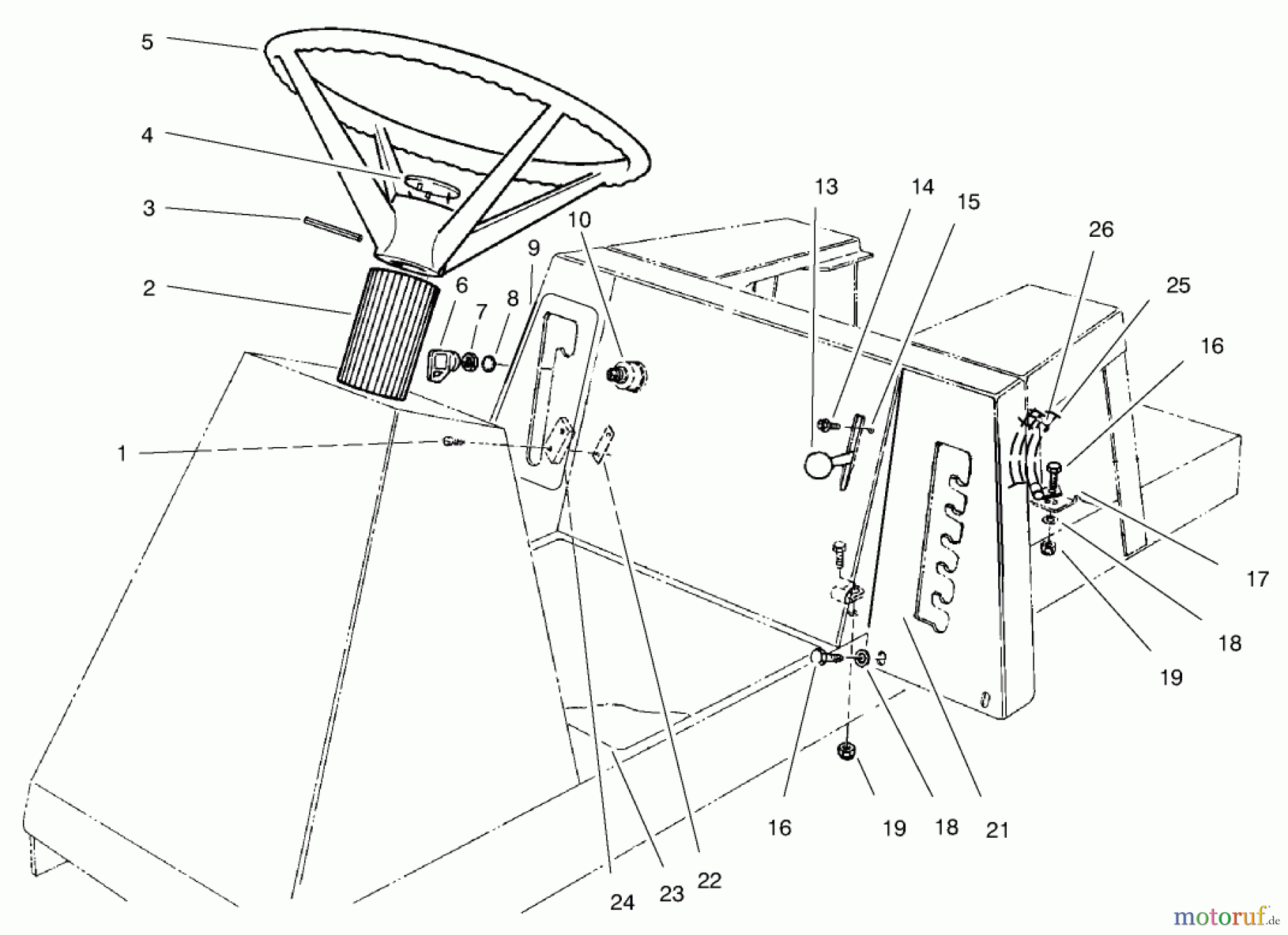  Toro Neu Mowers, Rear-Engine Rider 70084 (12-32) - Toro 12-32 Rear Engine Rider, 1998 (8900001-8999999) STEERING WHEEL, SWITCHES & DECALS