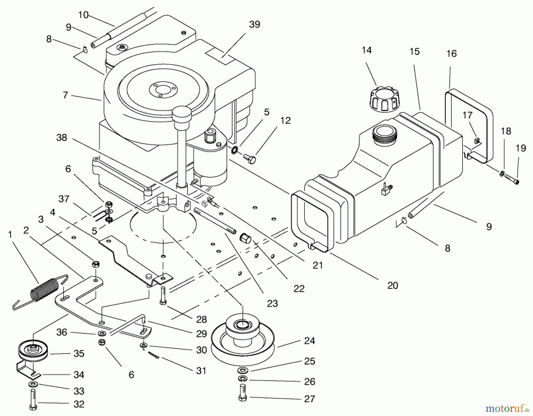  Toro Neu Mowers, Rear-Engine Rider 70089 (12-32) - Toro 12-32 Rear Engine Rider, 2000 (200000001-200999999) ENGINE ASSEMBLY