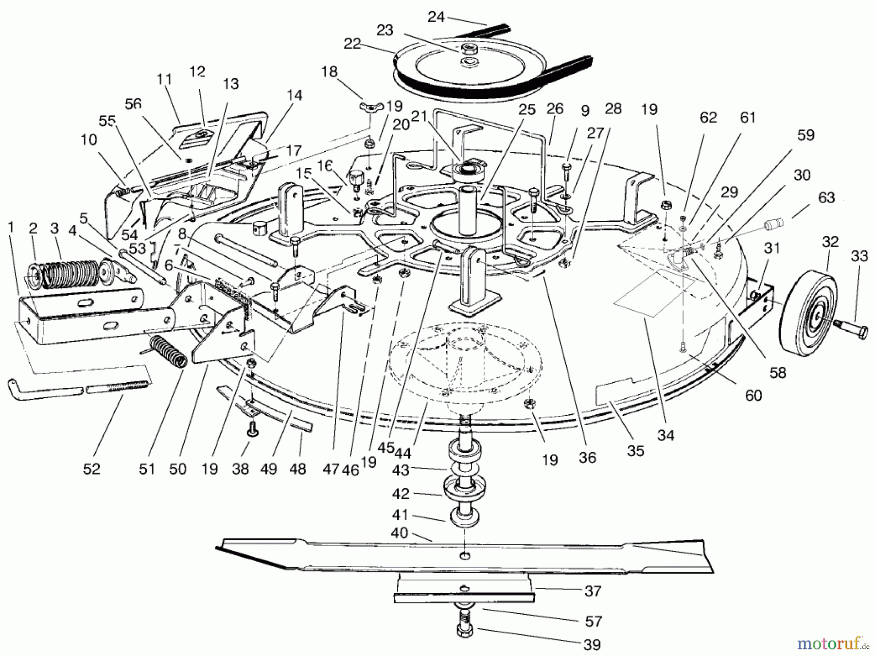 Toro Neu Mowers, Rear-Engine Rider 70089 (12-32) - Toro 12-32 Rear Engine Rider, 2000 (200000001-200999999) MOWER ASSEMBLY-RECYCLER