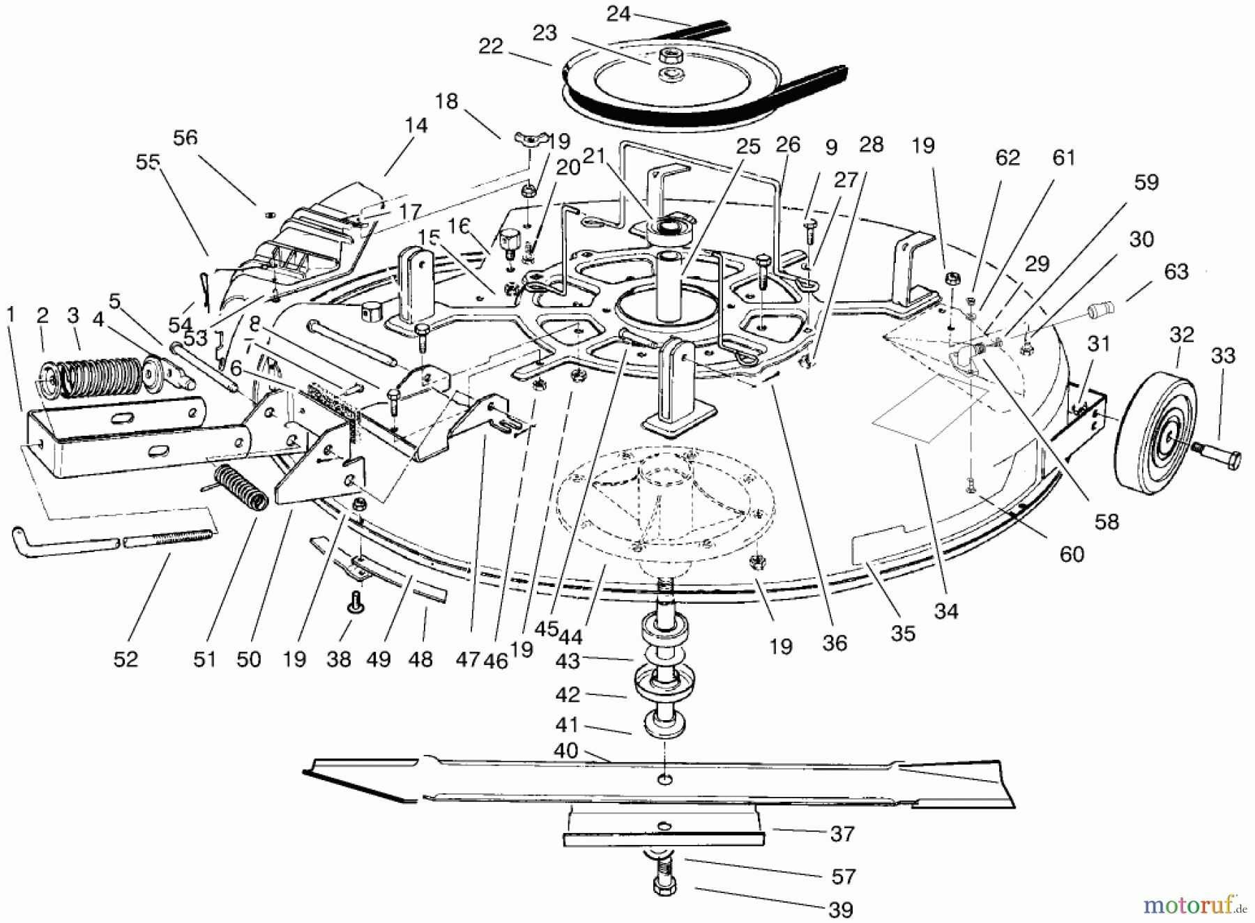 Toro Neu Mowers, Rear-Engine Rider 70089 (12-32) - Toro 12-32 Rear Engine Rider, 2002 (220000001-220999999) MOWER ASSEMBLY - RECYCLER