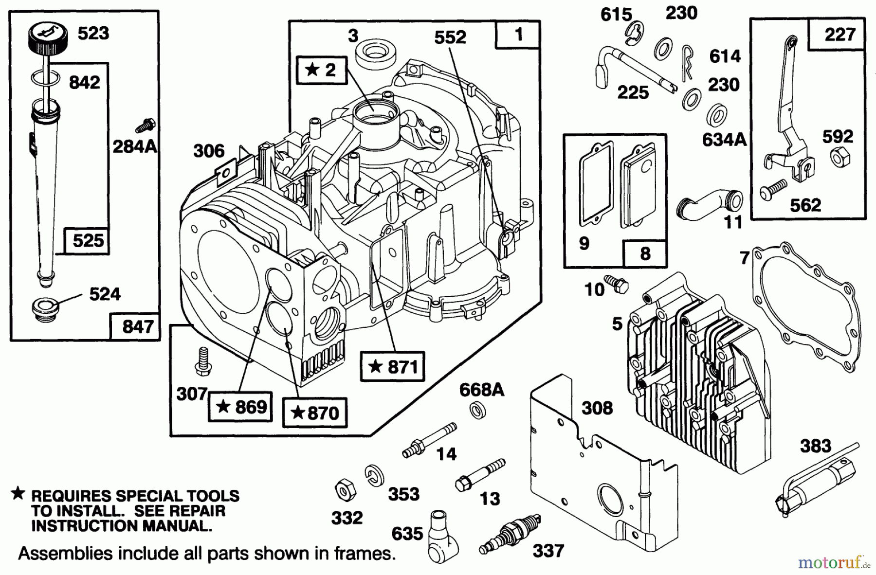 Toro Neu Mowers, Rear-Engine Rider 70100 (10-32) - Toro 10-32 Recycler Rider, 1994 (49000001-49999999) ENGINE BRIGGS & STRATTON MODEL 283707-0160-01 #1