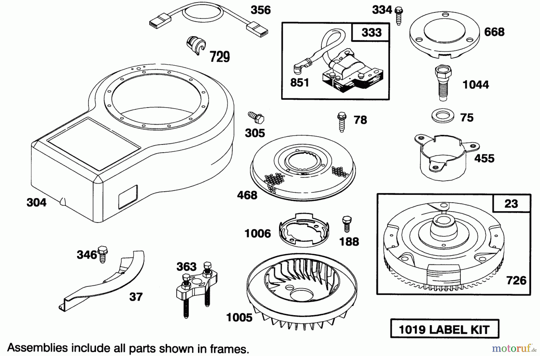 Toro Neu Mowers, Rear-Engine Rider 70100 (10-32) - Toro 10-32 Recycler Rider, 1994 (49000001-49999999) ENGINE BRIGGS & STRATTON MODEL 283707-0160-01 #6