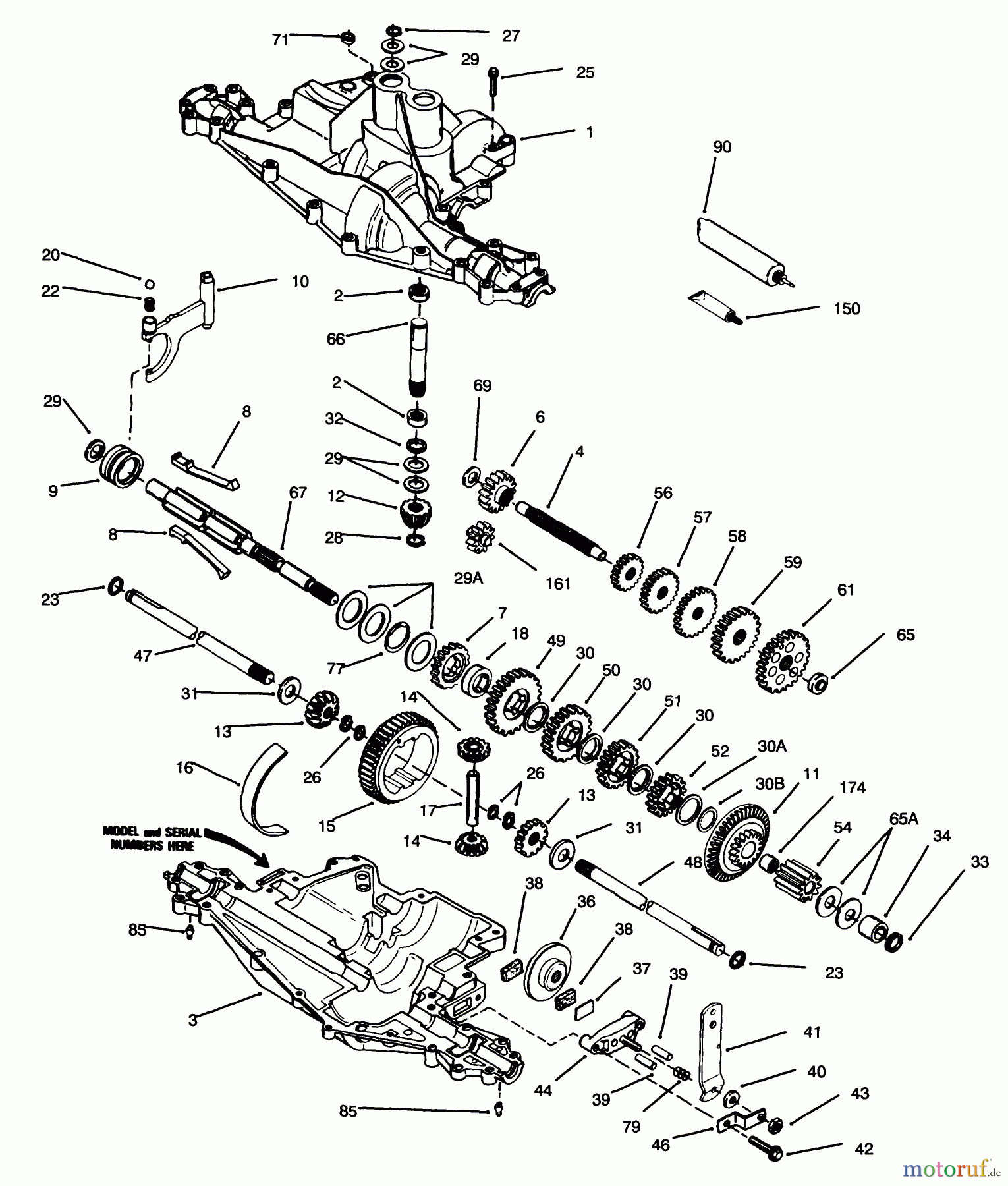 Toro Neu Mowers, Rear-Engine Rider 70100 (10-32) - Toro 10-32 Recycler Rider, 1994 (49000001-49999999) PEERLESS TRANSAXLE MODEL NO. 915-019