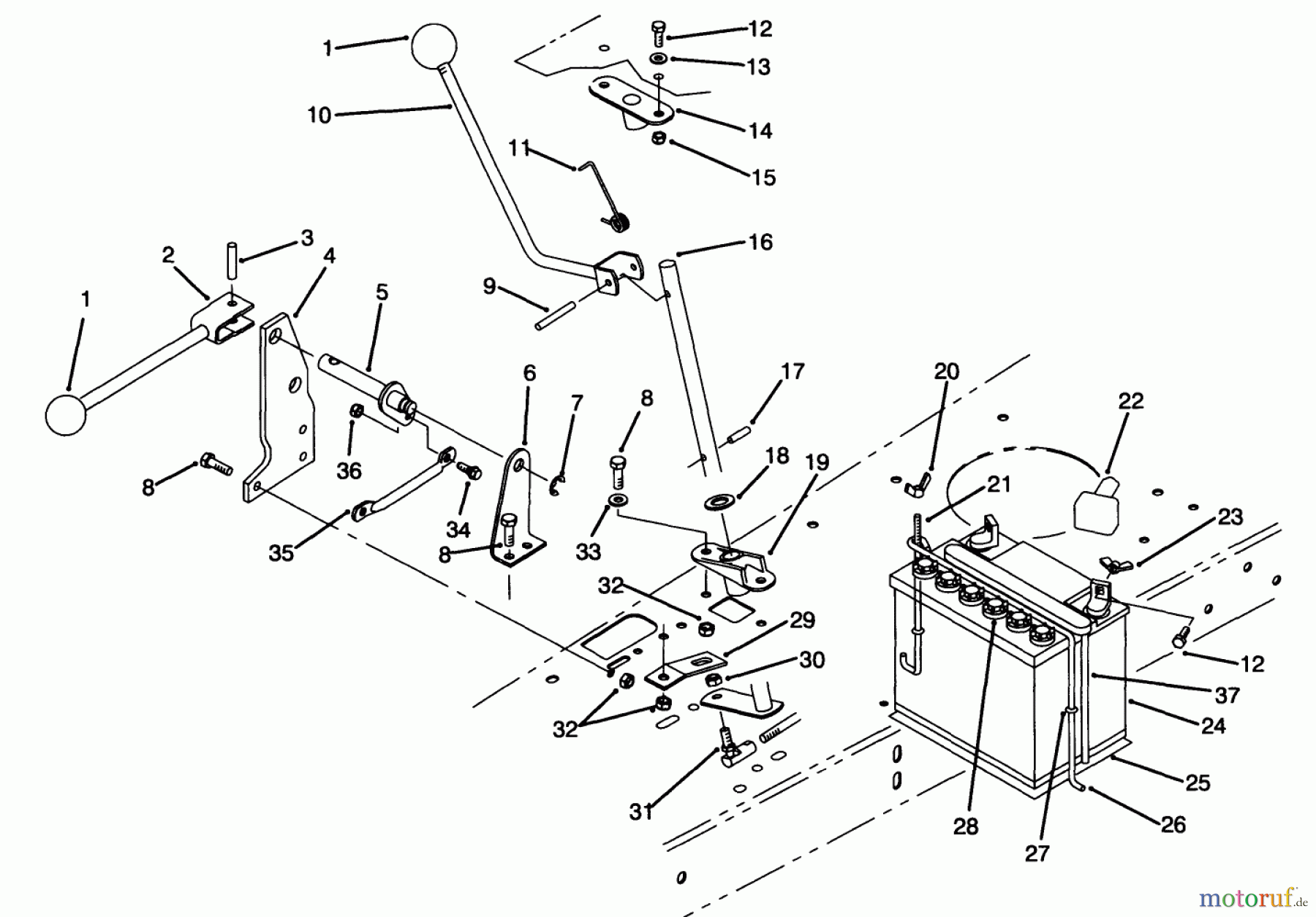 Toro Neu Mowers, Rear-Engine Rider 70100 (10-32) - Toro 10-32 Recycler Rider, 1994 (49000001-49999999) TRANSMISSION LINKAGE ASSEMBLY