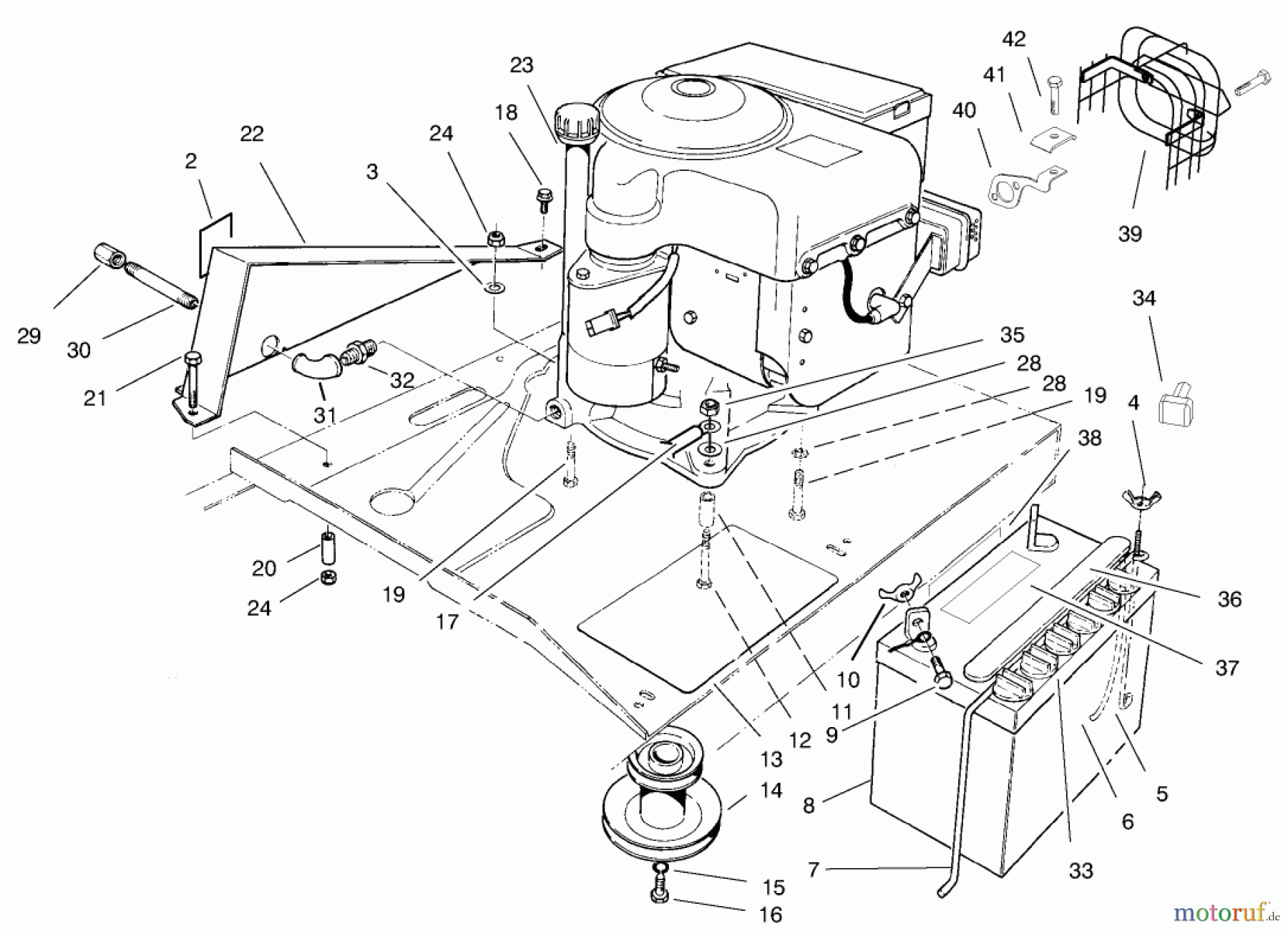 Toro Neu Mowers, Rear-Engine Rider 70122 (8-25) - Toro 8-25 Rear Engine Rider, 1999 (9900001-9999999) ENGINE ASSEMBLY