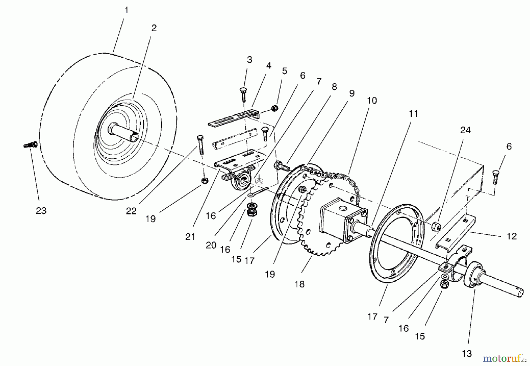 Toro Neu Mowers, Rear-Engine Rider 70122 (8-25) - Toro 8-25 Rear Engine Rider, 2001 (210000001-210999999) REAR AXLE ASSEMBLY