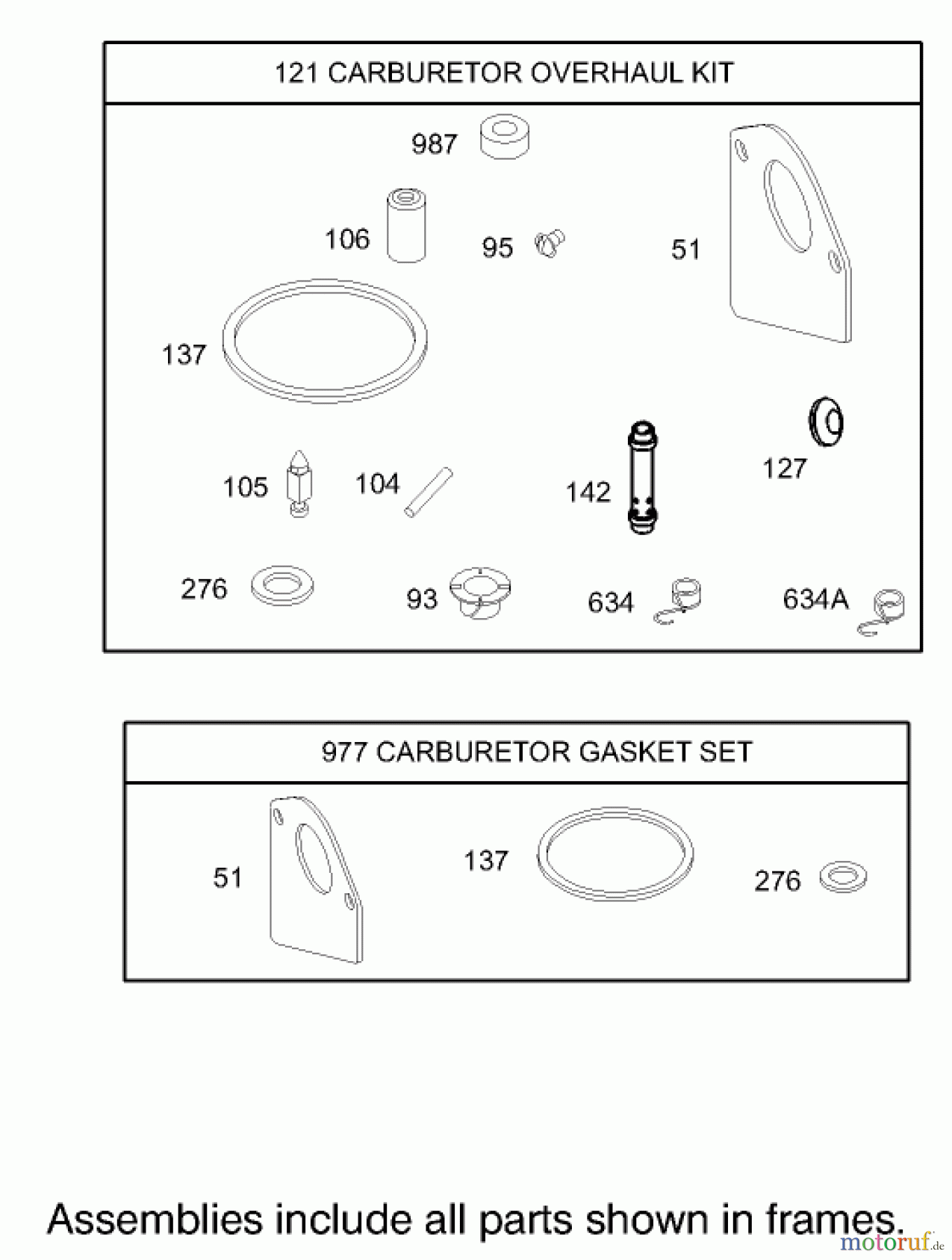 Toro Neu Mowers, Rear-Engine Rider 70125 (13-32G) - Toro 13-32G Rear Engine Rider, 2003 (230000001-230999999) CARBURETOR OVERHAUL KIT ASSEMBLY ENGINE BRIGGS AND STRATTON MODEL 28M707-1127-E1
