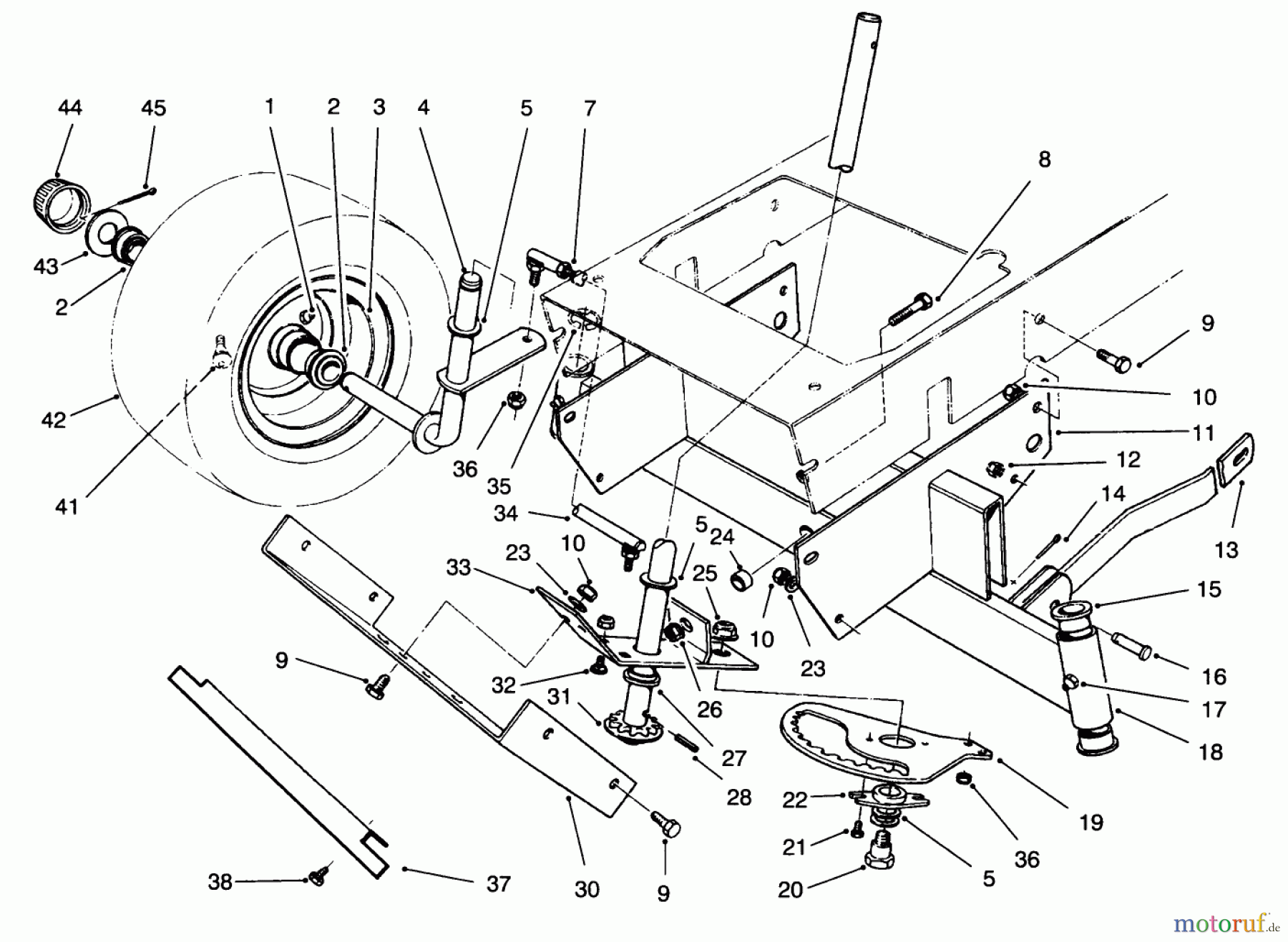 Toro Neu Mowers, Rear-Engine Rider 70131 (13-32) - Toro 13-32 Rear Engine Rider, 1996 (6900001-6999999) FRONT AXLE ASSEMBLY