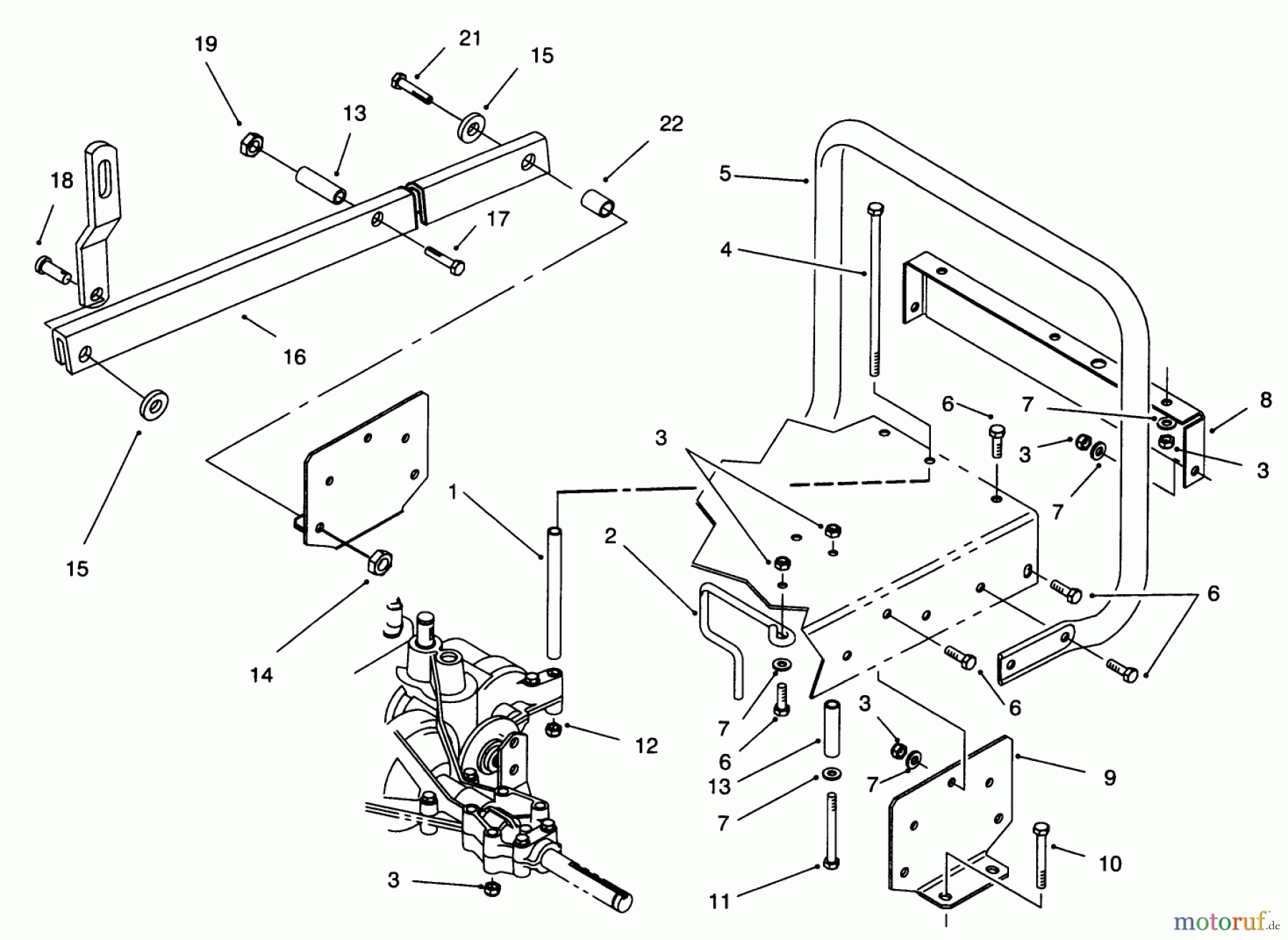 Toro Neu Mowers, Rear-Engine Rider 70131 (13-32) - Toro 13-32 Rear Engine Rider, 1996 (6900001-6999999) STAND BAR ASSEMBLY
