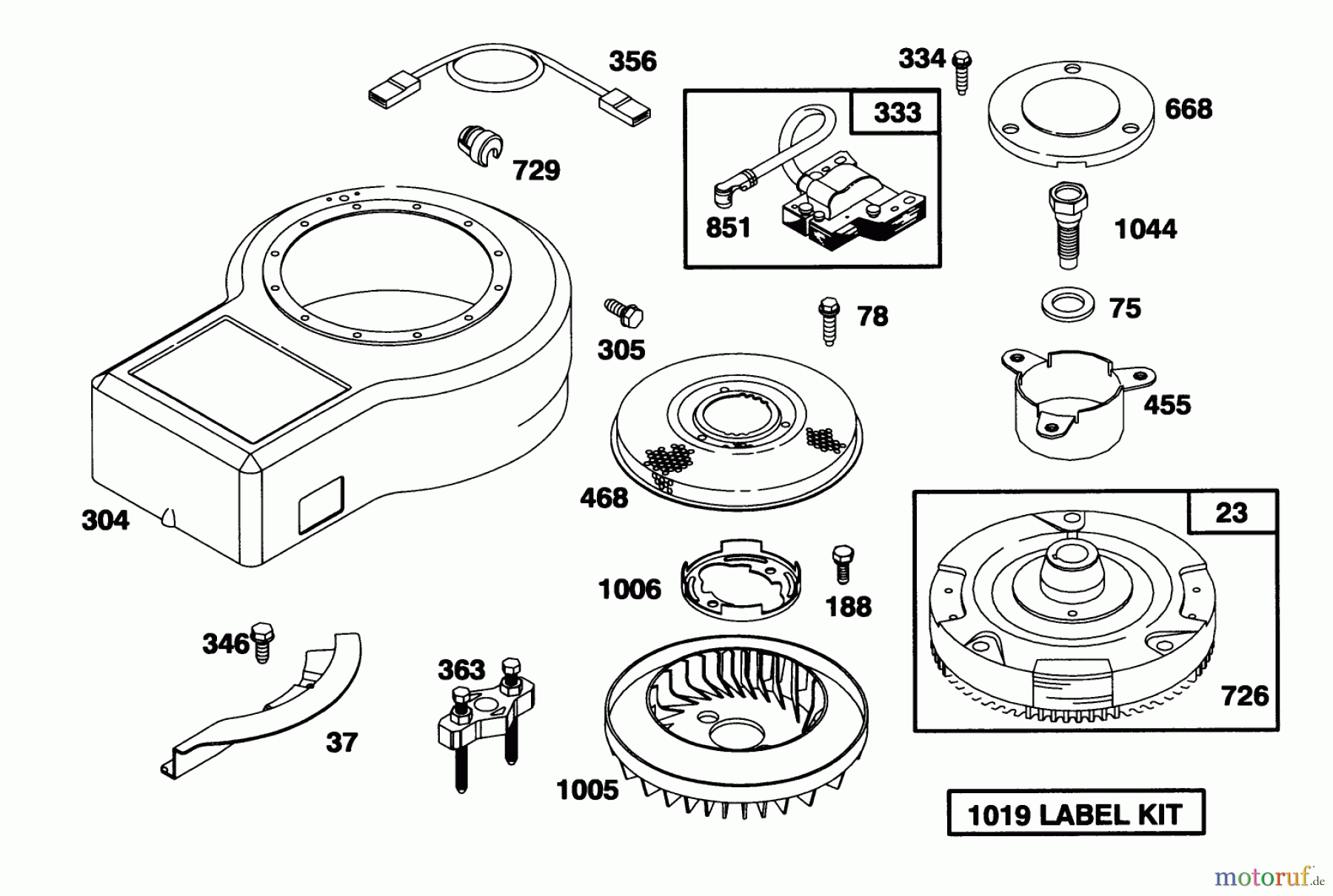 Toro Neu Mowers, Rear-Engine Rider 70141 (12-32) - Toro 12-32 Rear Engine Rider, 1995 (59000001-59999999) ENGINE BRIGGS & STRATTON MODEL 283707-0160-01 #6