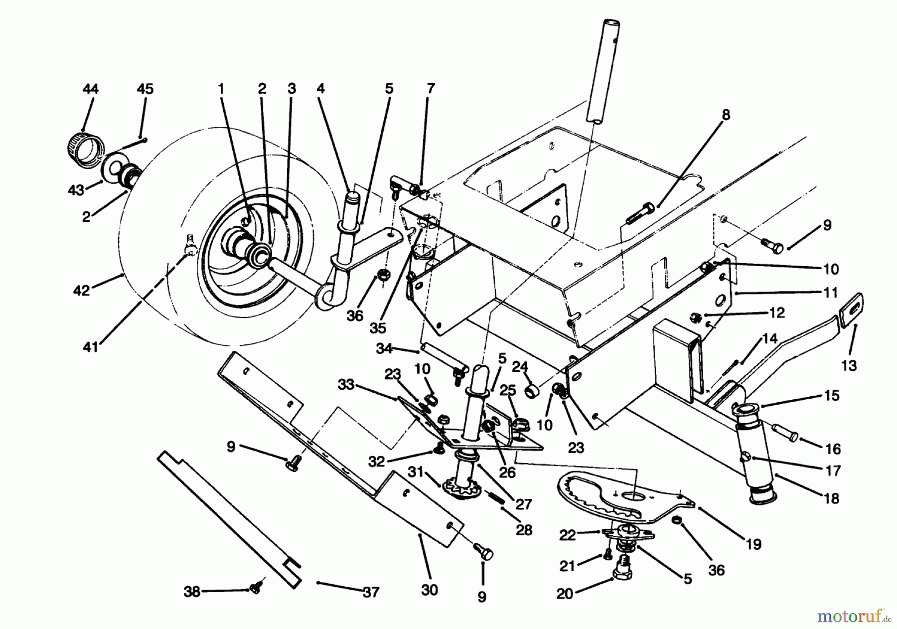 Toro Neu Mowers, Rear-Engine Rider 70141 (12-32) - Toro 12-32 Rear Engine Rider, 1995 (59000001-59999999) FRONT AXLE ASSEMBLY