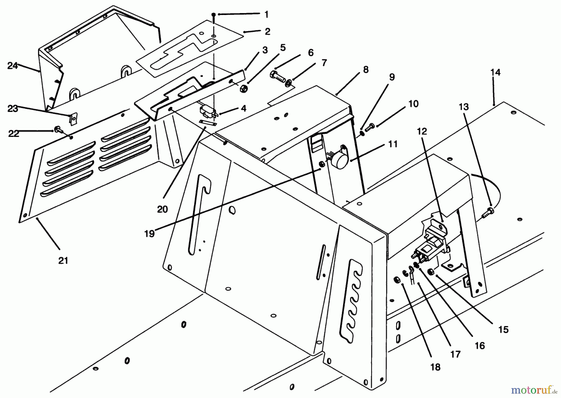Toro Neu Mowers, Rear-Engine Rider 70141 (12-32) - Toro 12-32 Rear Engine Rider, 1995 (59000001-59999999) SEAT BODY & SIDE PANEL ASSEMBLY