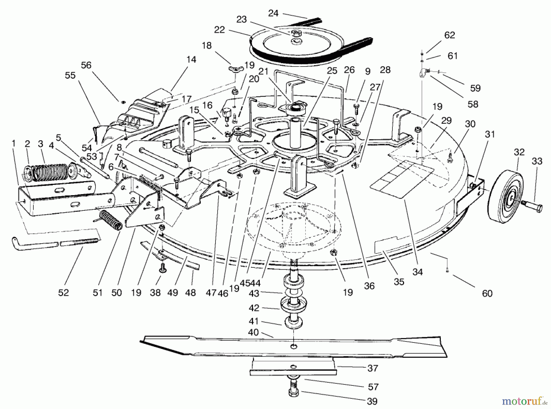 Toro Neu Mowers, Rear-Engine Rider 70142 (13-32) - Toro 13-32 Rear Engine Rider, 1996 (69000001-69999999) MOWER ASSEMBLY - RECYCLER
